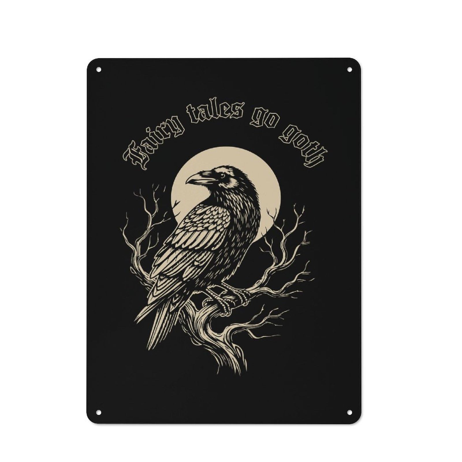 Everyday Gothic Raven Fairy Tales Illustration Metal Gift Sign 40x30cm, Room Wall Plaque for Home, Shop, Pub Or Studio Wall