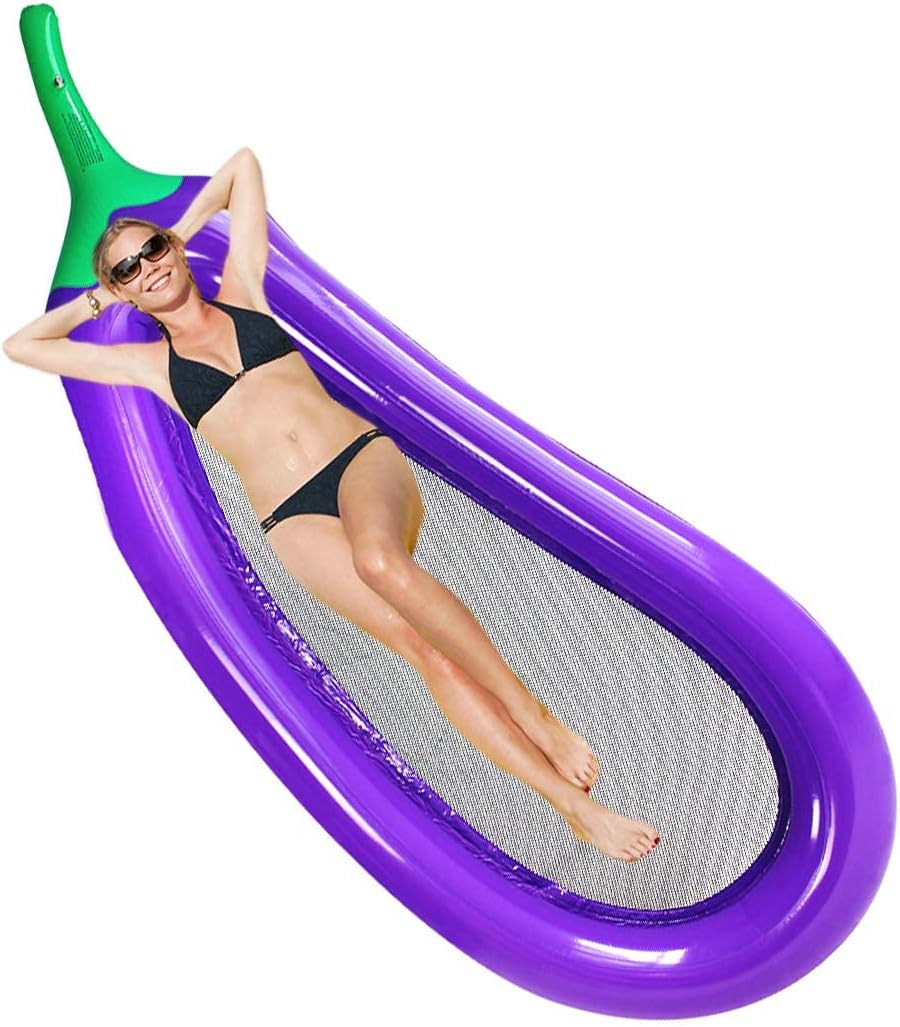 Pool Float for Adult,Eggplant mesh Bottom Pool Floats,Pool Floating Chair for Kids, Great for Chilling in The Pool and Have held up with Kids Crawling on Them (250x110cm)