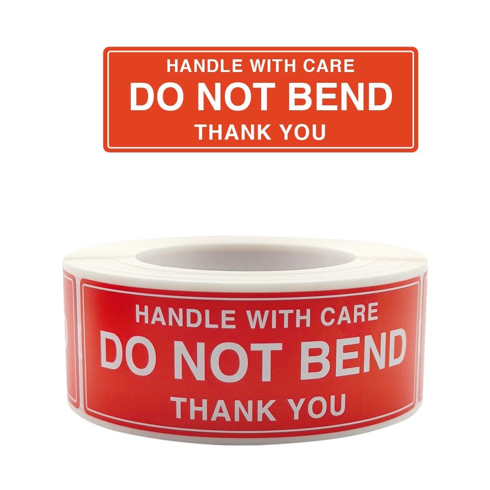 Fragile Stickers 3'' x 1'' 1 Roll 500 Labels Fragile,Handle with Care,Thank You Shipping Labels Stickers Moving Supplies Permanent Adhesive (Do Not Bend Sicker)