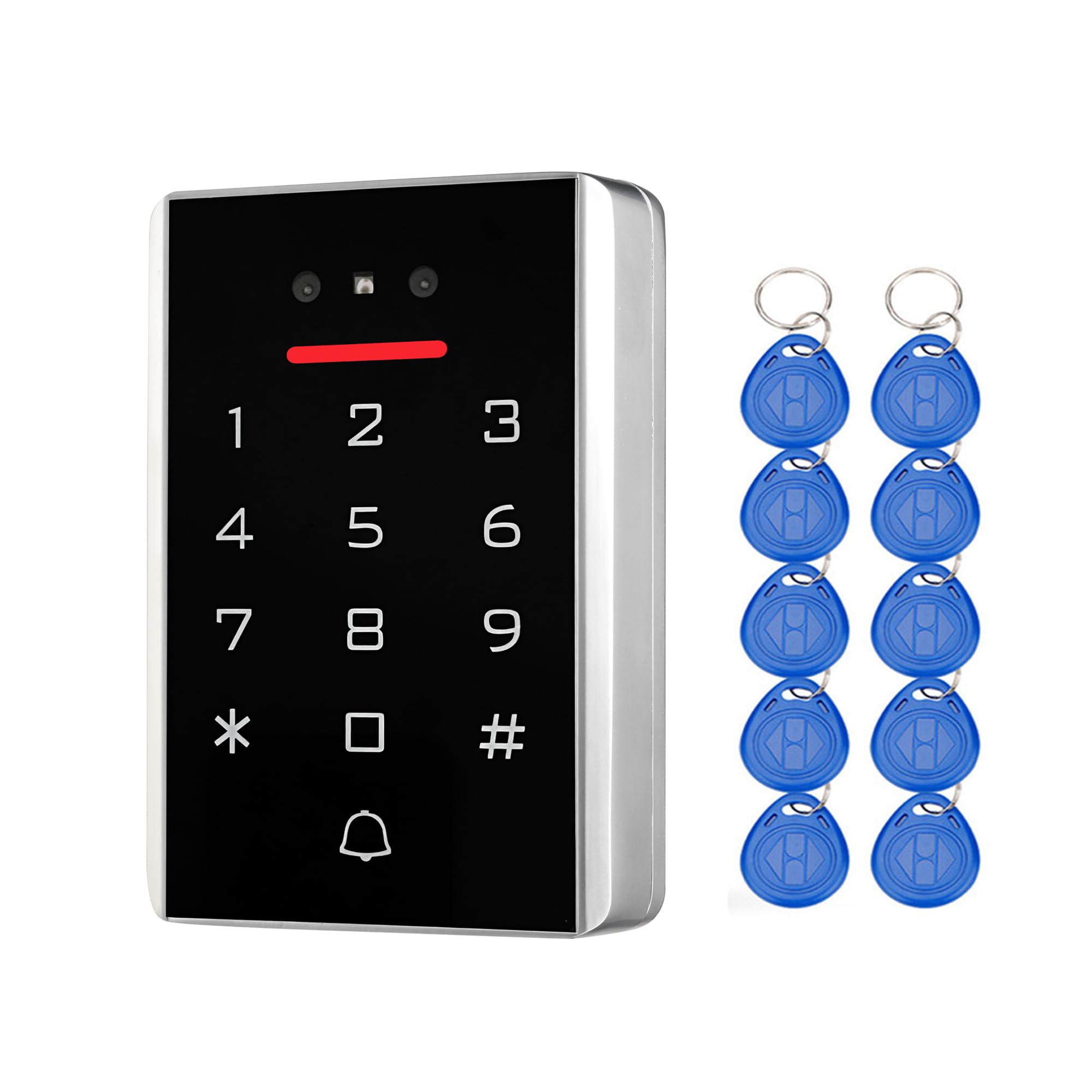 Contrôle d’Accès WiFi TUYA avec Reconnaissance Faciale pour Porte et Portail, Clavier à Code RFID 125kHz + 10 Badges ID, IP68 Métal, WG26/WG34, APP + PIN + Badge, Appartement Bureau Boutique (3D1)