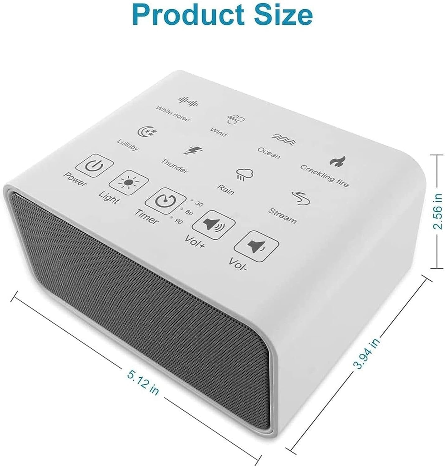 Máquina portátil de Ruido Blanco for Viajes | Sonidos relajantes y Naturales con Control de Volumen | Terapia de sueño compacta for Adultos y bebés | USB Recargable | Cordón for Colgar fácilmente.