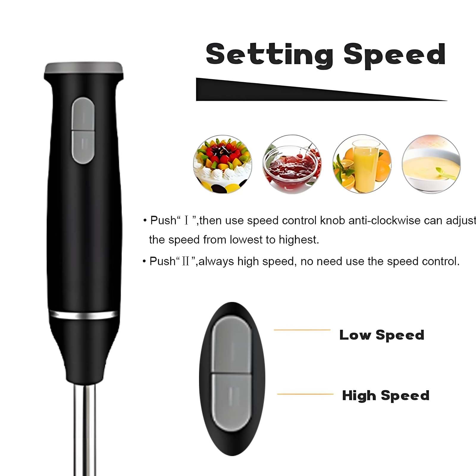 Mixeur plongeant, mixeur à main 5 en 1 de 800 W avec bol sans BPA de 800 ml, hachoir de 600 ml, fouet et mousseur à lait, pour purées, soupes, sauces, smoothies, aliments pour bébés, facile