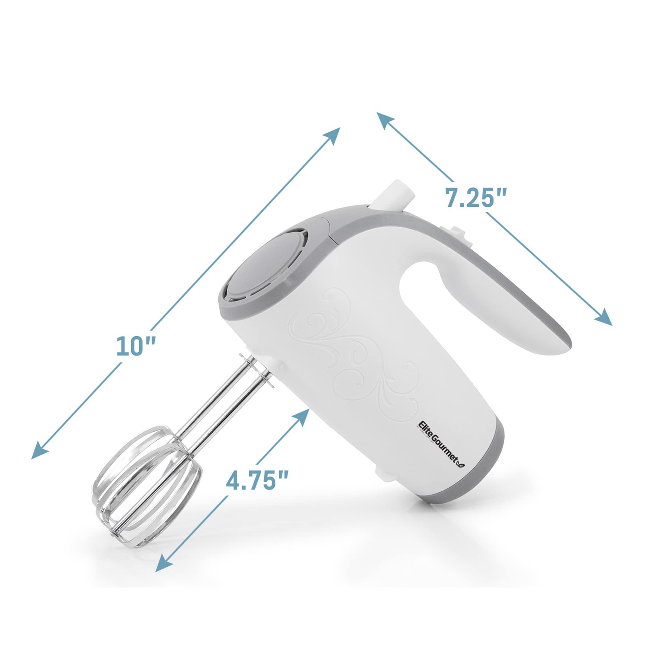Elite Gourmet EHM-003X Ultra Power elektryczny mikser ręczny z 5 prędkościami, biały