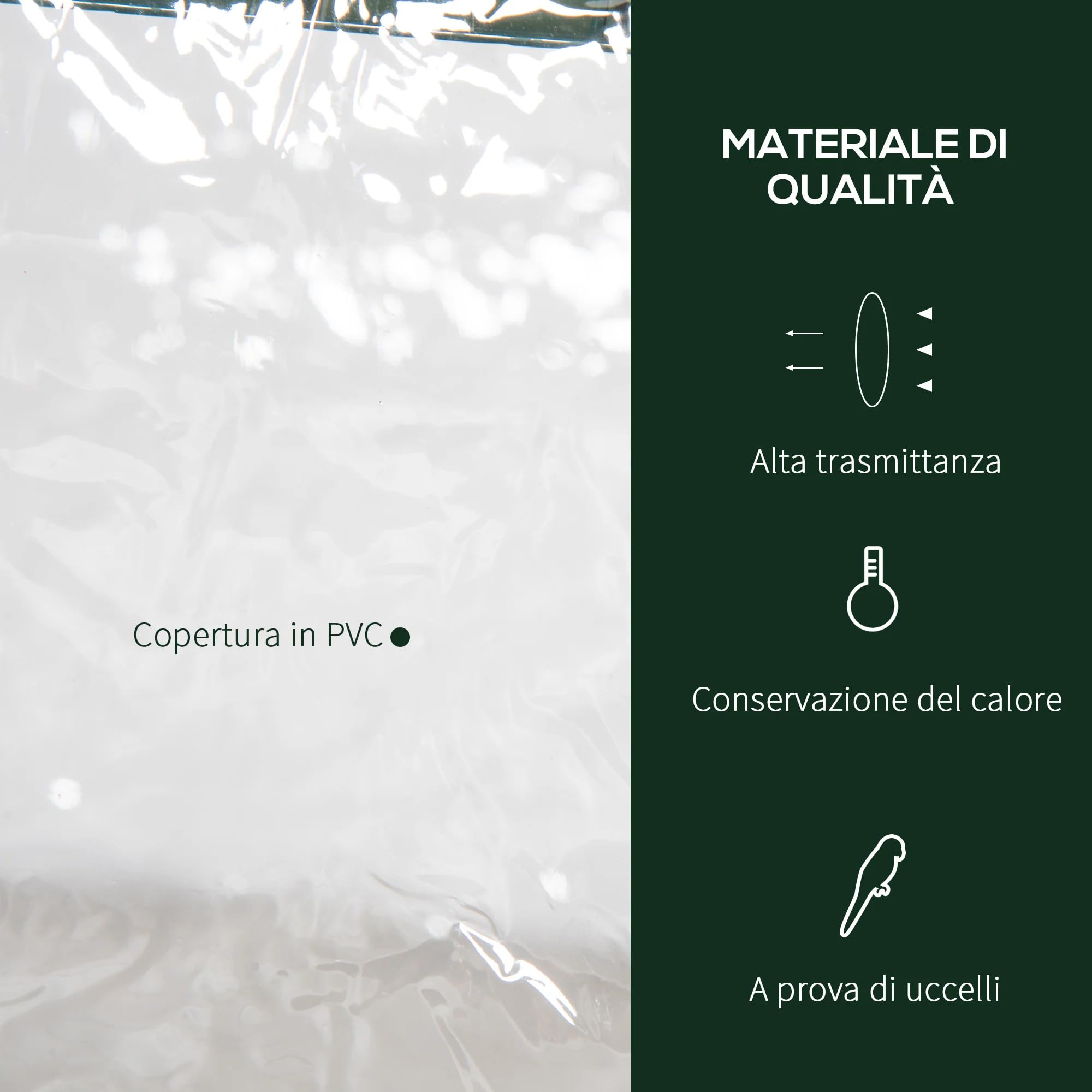 BERARDI | Serra da giardino e balcone rettangolare con telaio in acciaio | 3 ripiani con griglie da appoggio in metallo, Telo trasparente in PVC e comoda apertura a cerniera