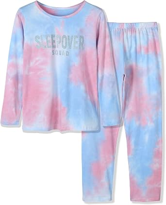 Beezizac Pajamas for Girls 100% Cotton Tie dye Unicorn Mermaid Sleepover PJ Set Size 4T-18