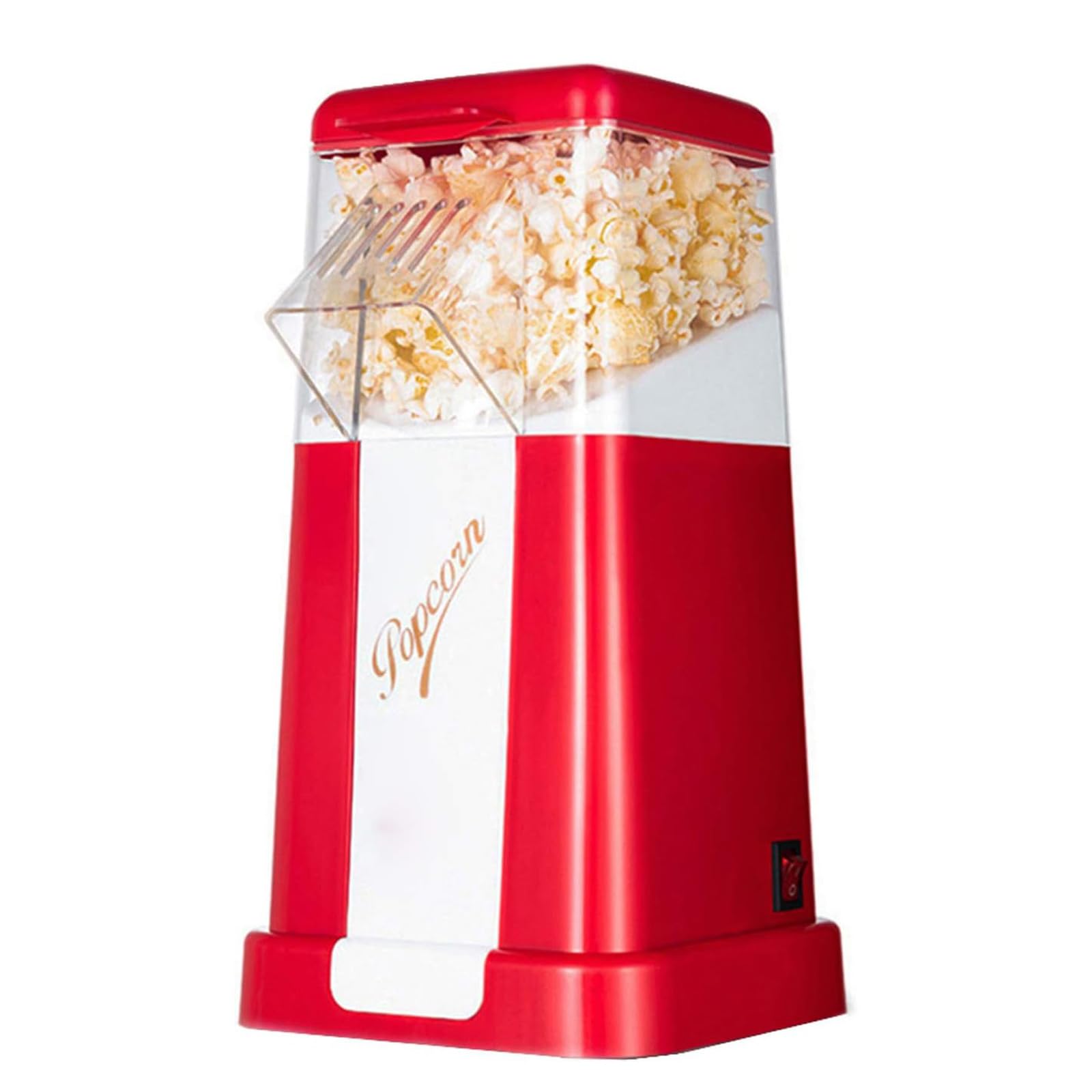 Elektryczna maszyna do popcornu, maszyna do popcornu na gorące powietrze, niskokaloryczna i beztłuszczowa, retro maszyna do popcornu z miarką i zdejmowaną pokrywą