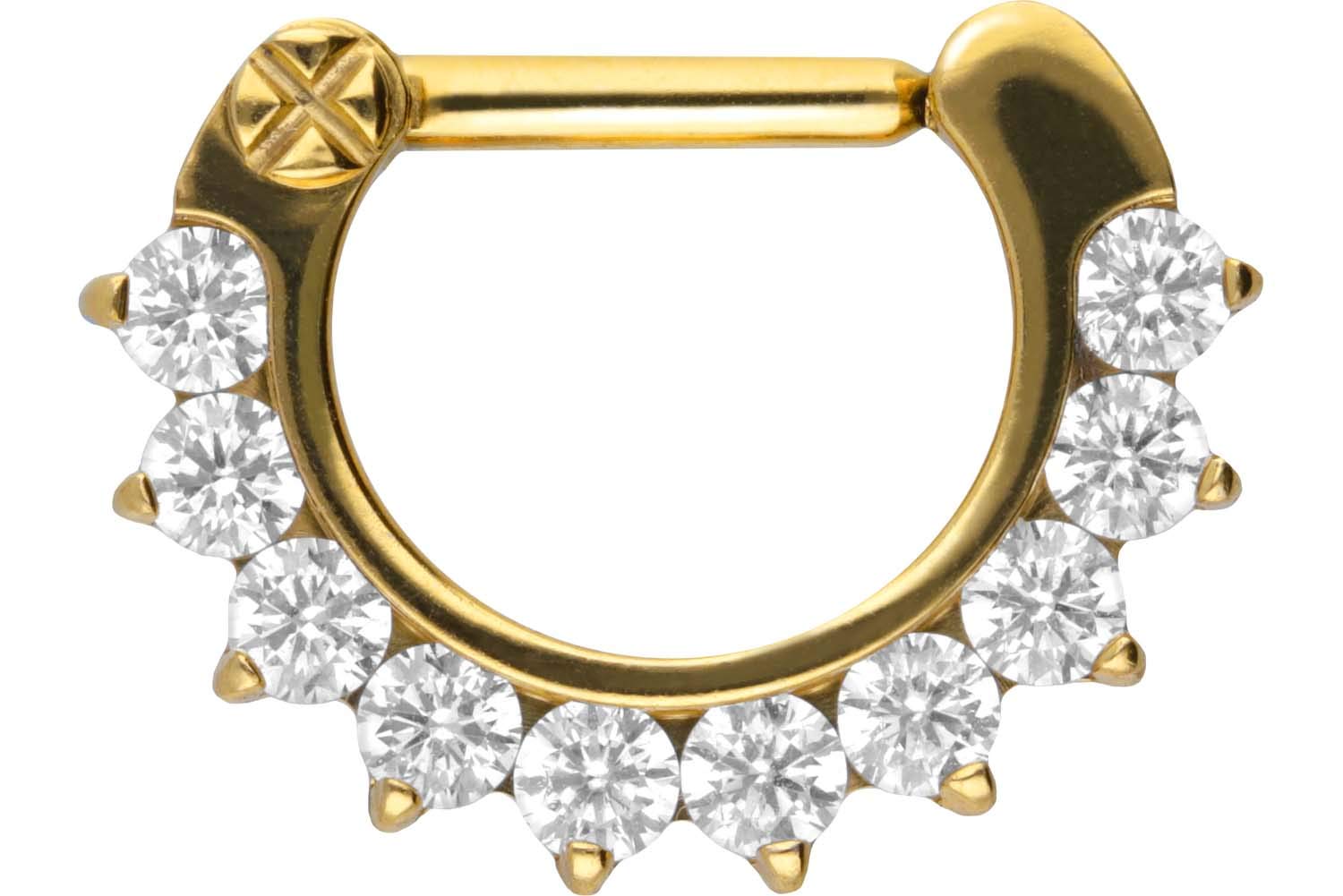 PIERCINGLINE Titan Clicker | 10 KRISTALLE | Piercing Ring Nase Septum Ohr Helix Tragus | Farbauswahl