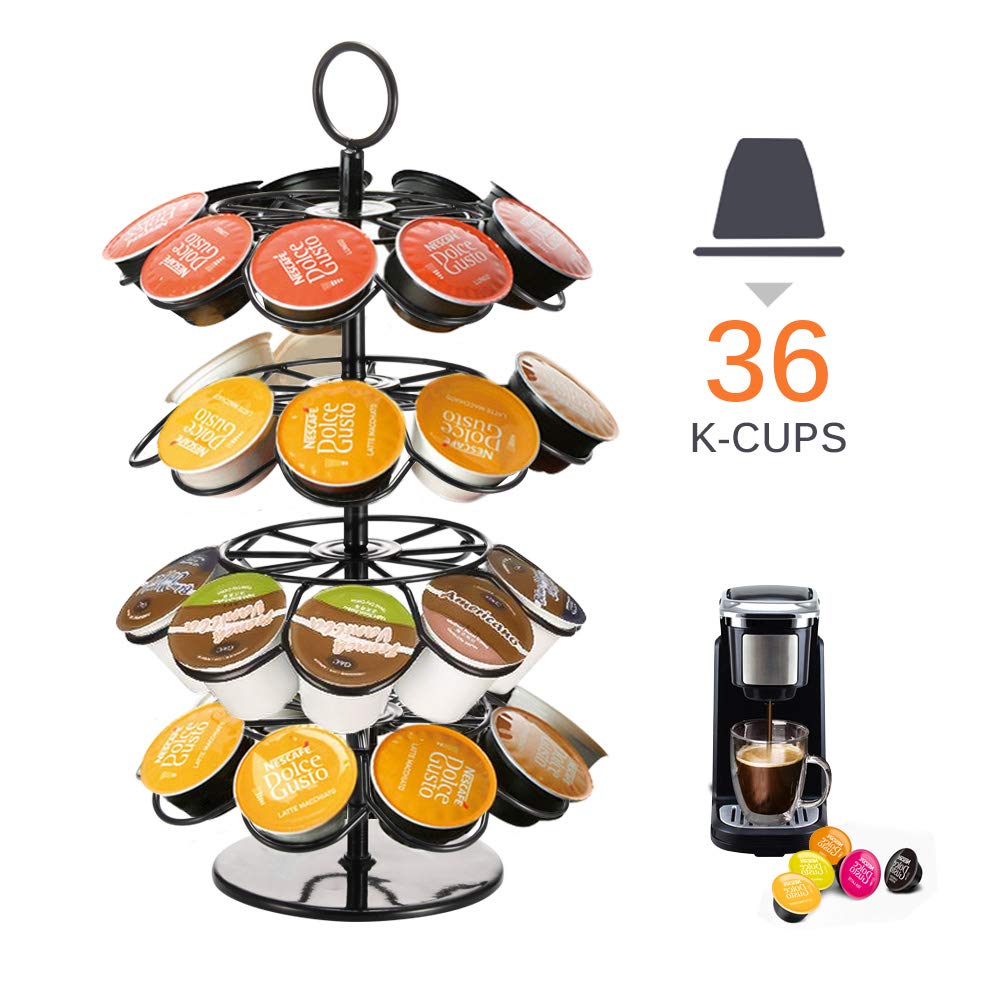 Porte-Capsules Café Rotatif 36 Emplacements - Organisateur Dolce Gusto K-Cup Noir