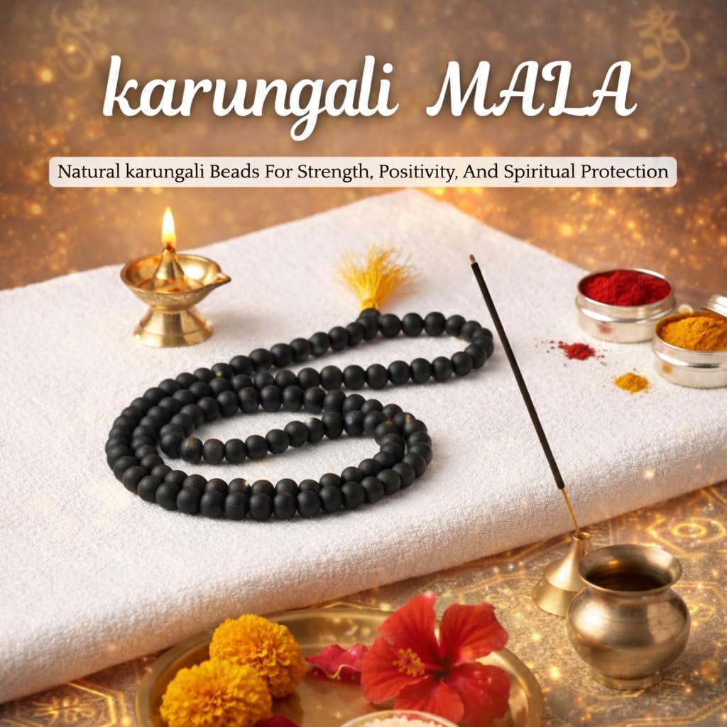 Karungali Malai Original 108 Beads | Divine Hindu Karungali Mala Original | 8mm Unpolished Karungali Malai with Lab Certificate for Spiritual Use