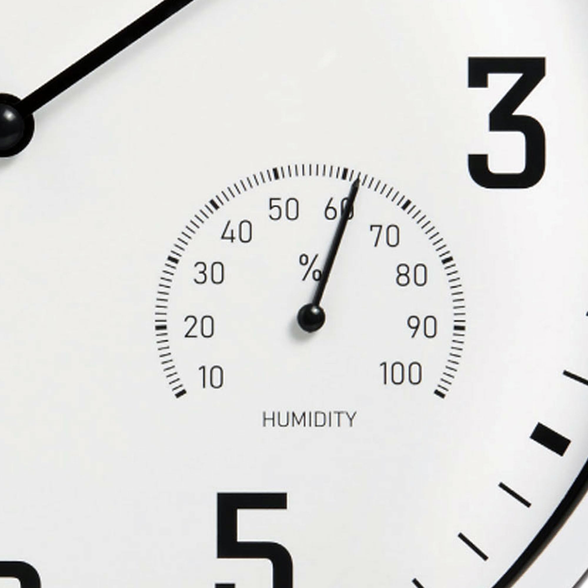 Miraval Wanduhr Thermometer Hygrometer 250 mm Küchenuhr Wohnzimmer Luftfeuchtigkeit Temperaturanzeige Analog Bürouhr Moderne Wanduhr (Weiß)