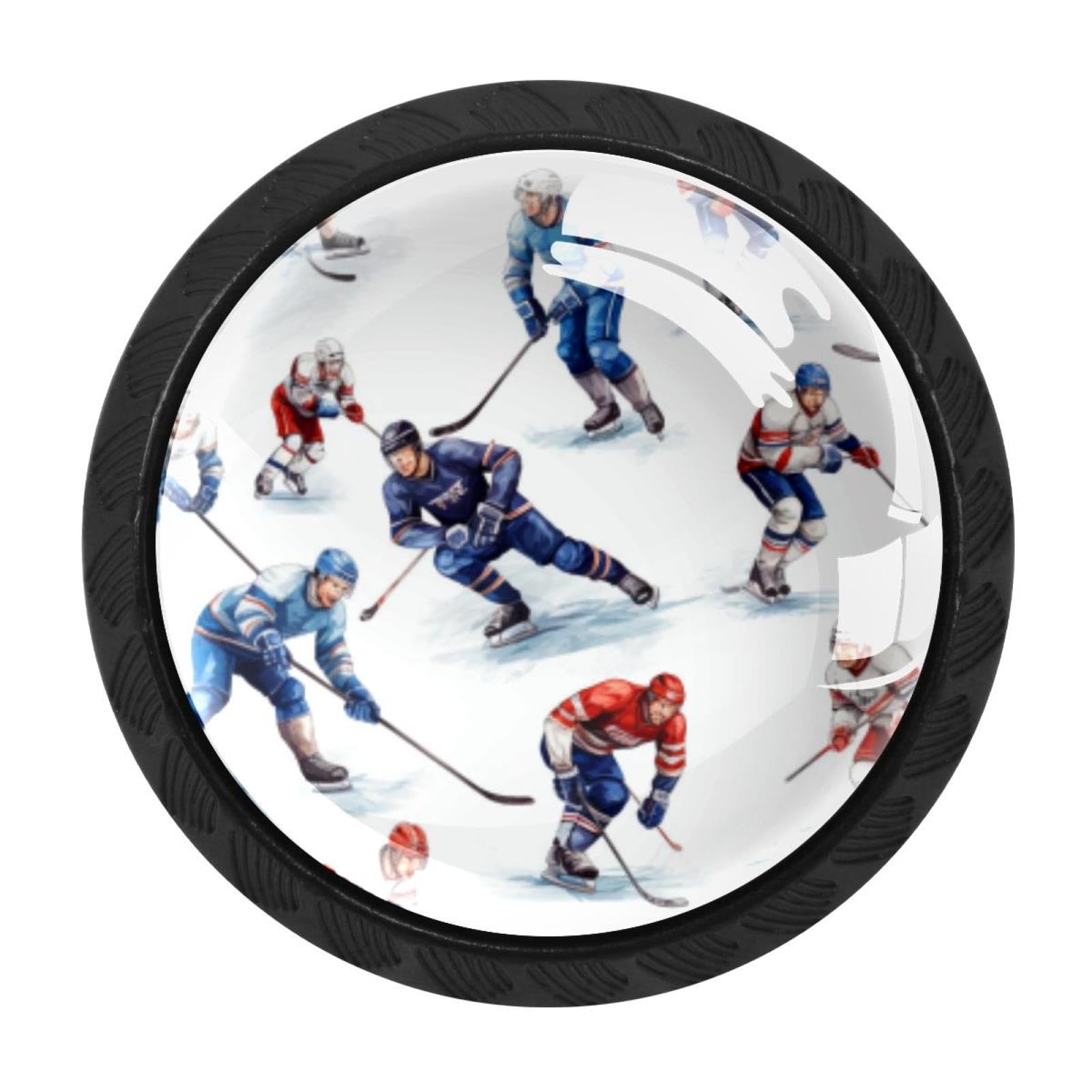 Chenzzzz Multicolored 08 4 Pack Black Ice Hockey Cabinet Pulls With Screws, Kitchen Cabinet Knobs Hardware
