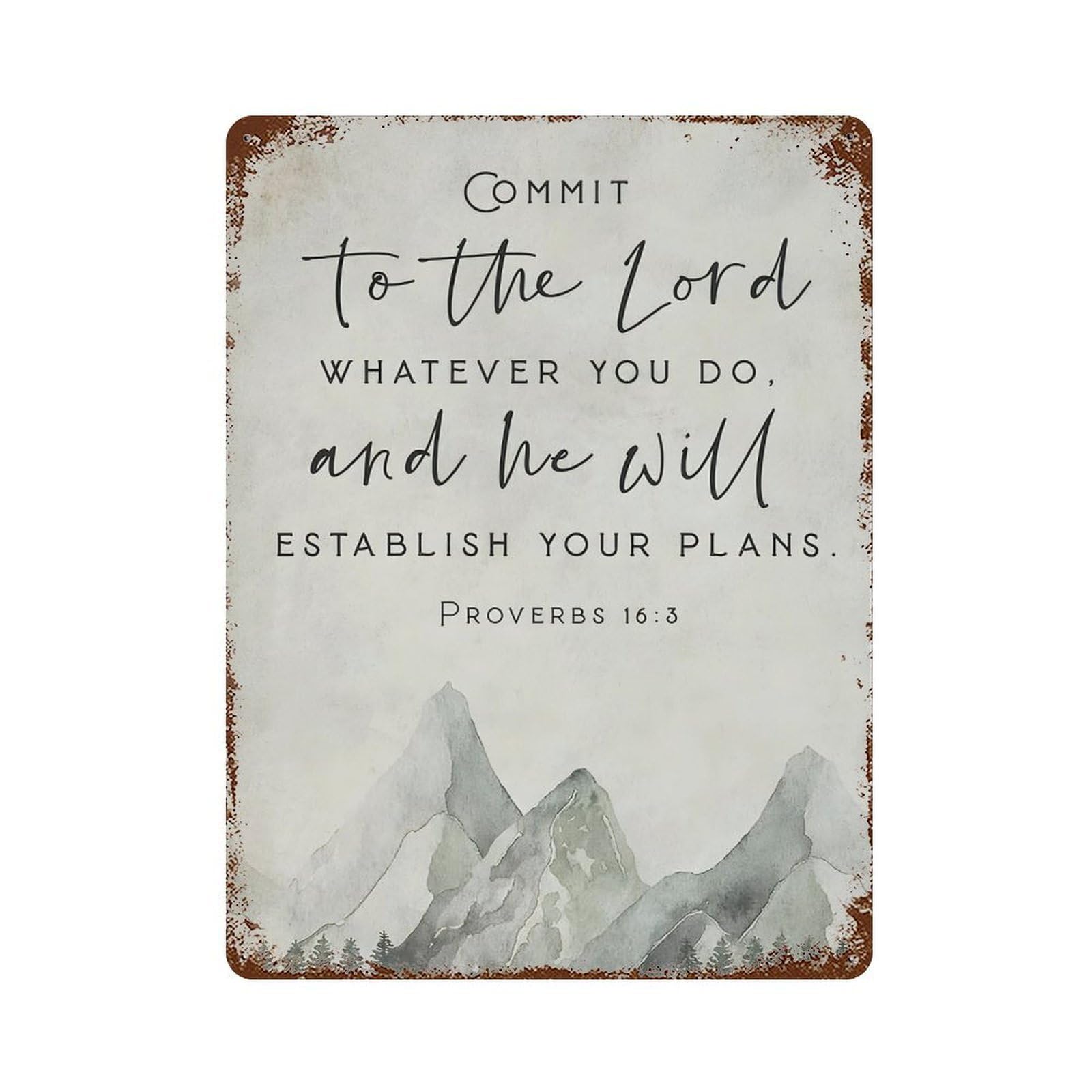 xiaoxiaoshen Bible Verse Wall Art Proverbs 16 3 Wall Decor Art Metal Tin Poster Modern Home Decor Art Home Bar Shop Decorations Vintage Sign 40x30cm