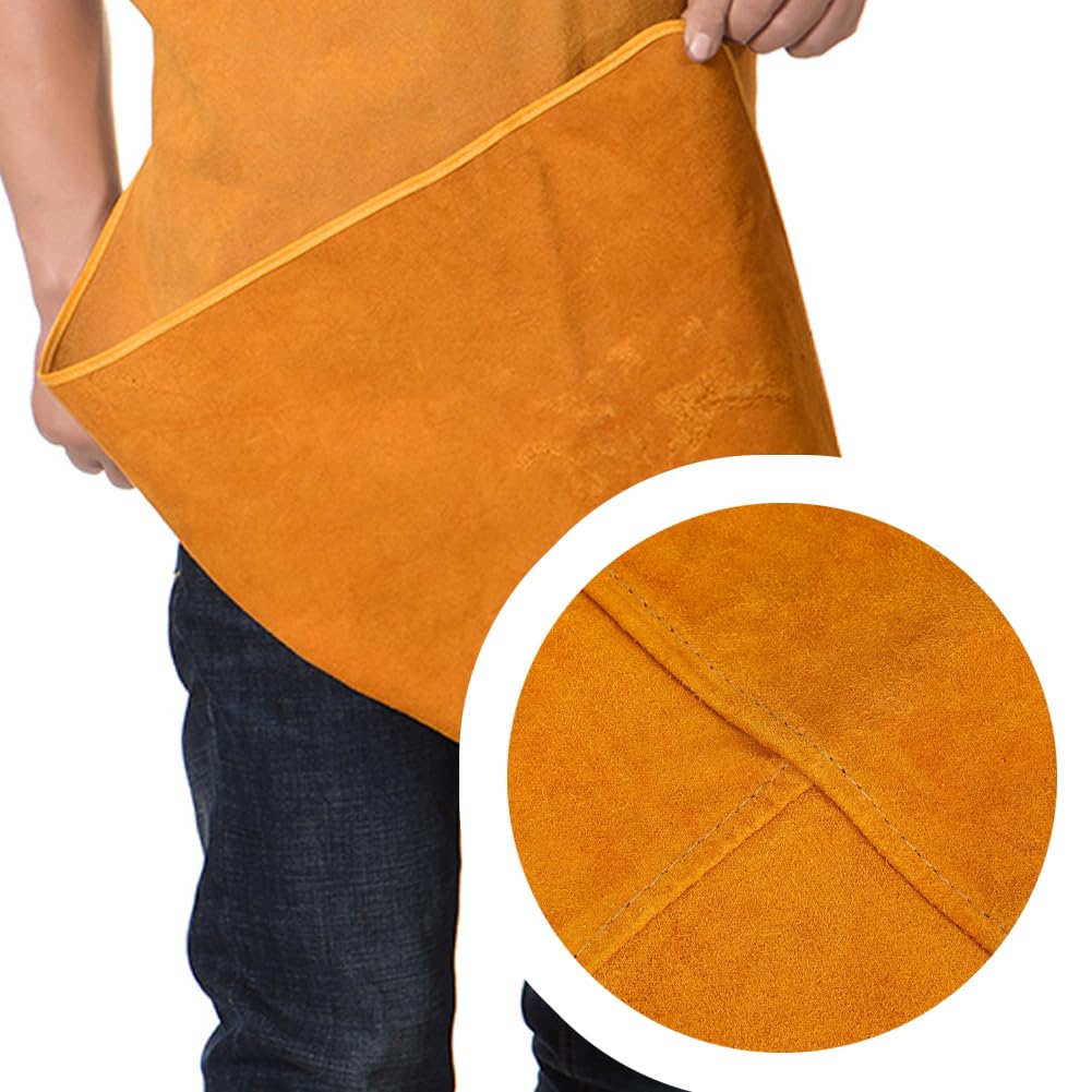 ITODA Grembiule da saldatura, in pelle bovina, resistente, resistente al calore, ignifugo, per lavori di lavoro, officina, saldatore, falegnameria, garage