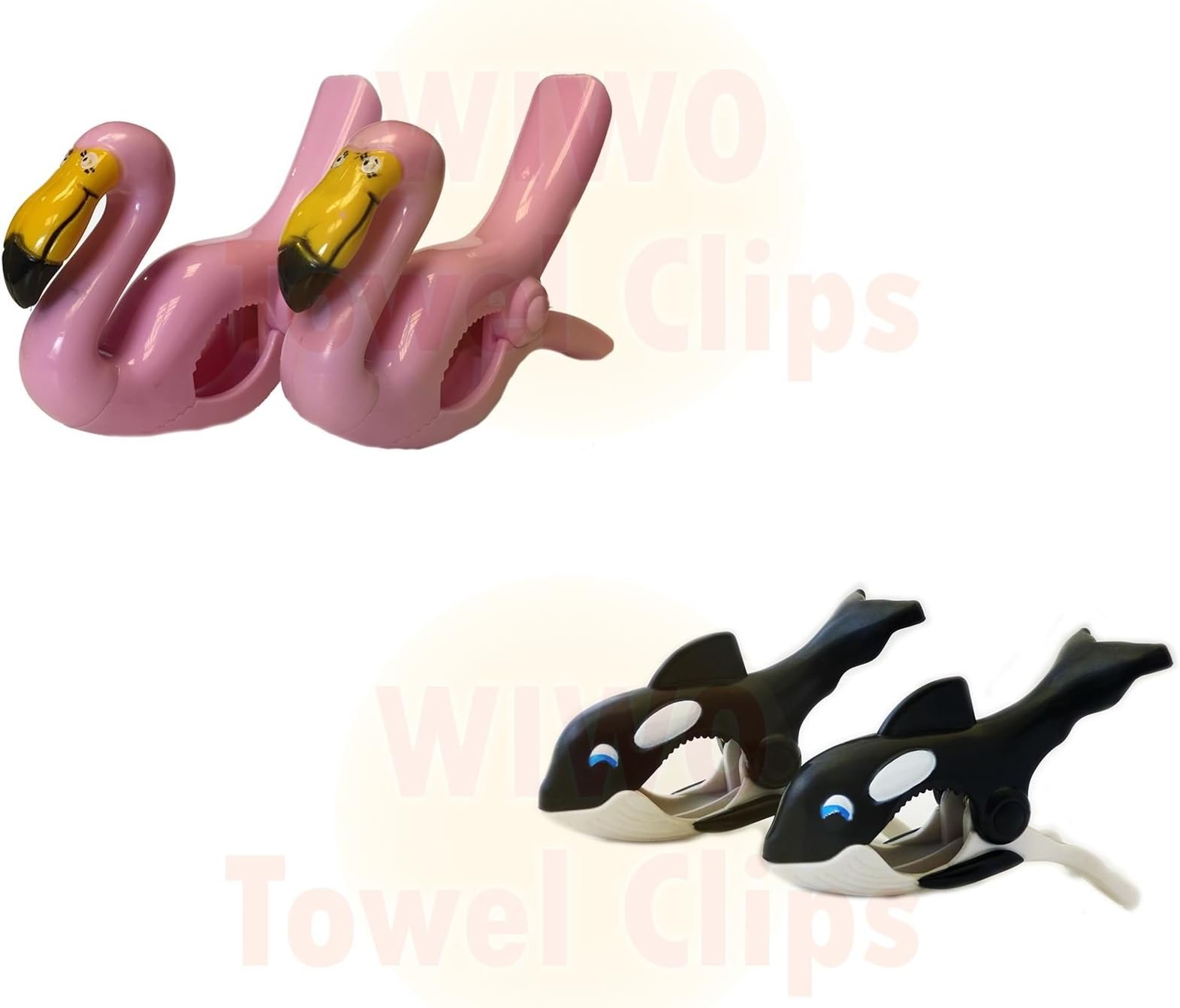Wiwo 2 Pairs of Towel Clips - Flamingo & Whale
