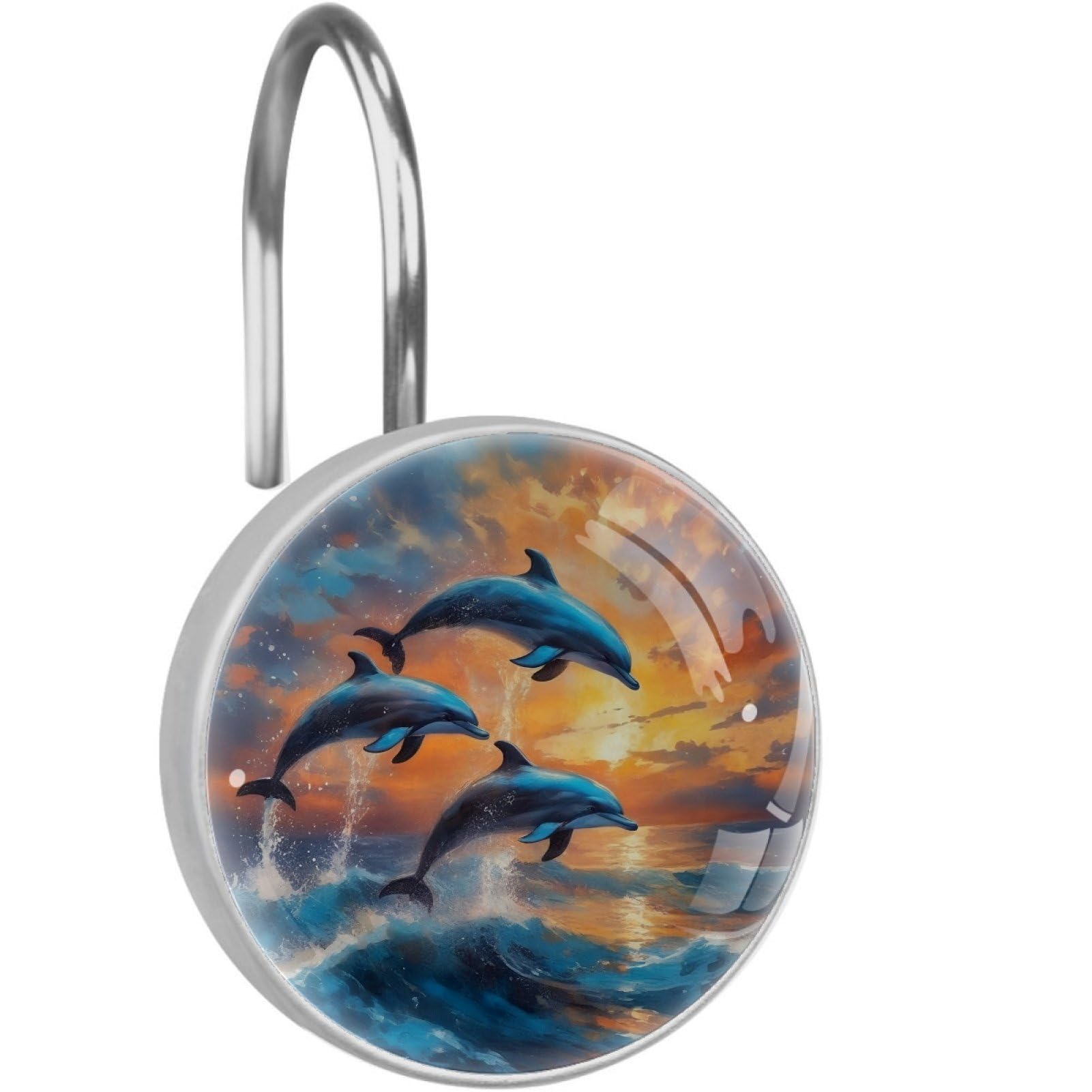 VAPOKF Decorative Shower Curtain Hook: Cute Dolphins Rustproof Stainless Steel Shower Curtain Ring for Bathroom - Shower Curtain Hook & Hangers - Set of 12