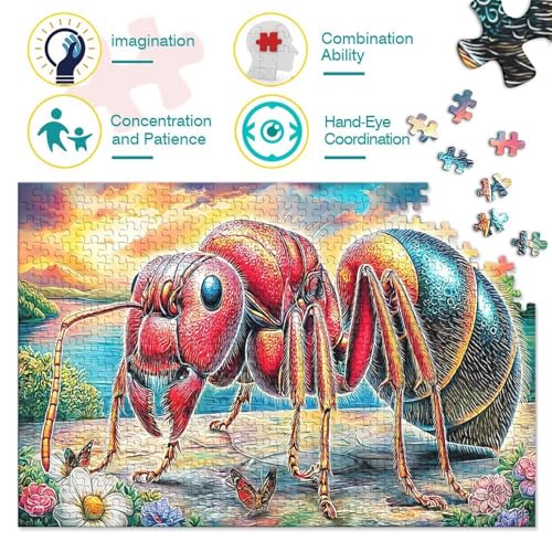 Formiche Colorate Jigsaw Puzzles Impossibili 1000 Pezzi Per Adulti,Rilassamento E Intelligence Puzzle Di Carta Ecologici 38X26Cm/1000Pcs - 3