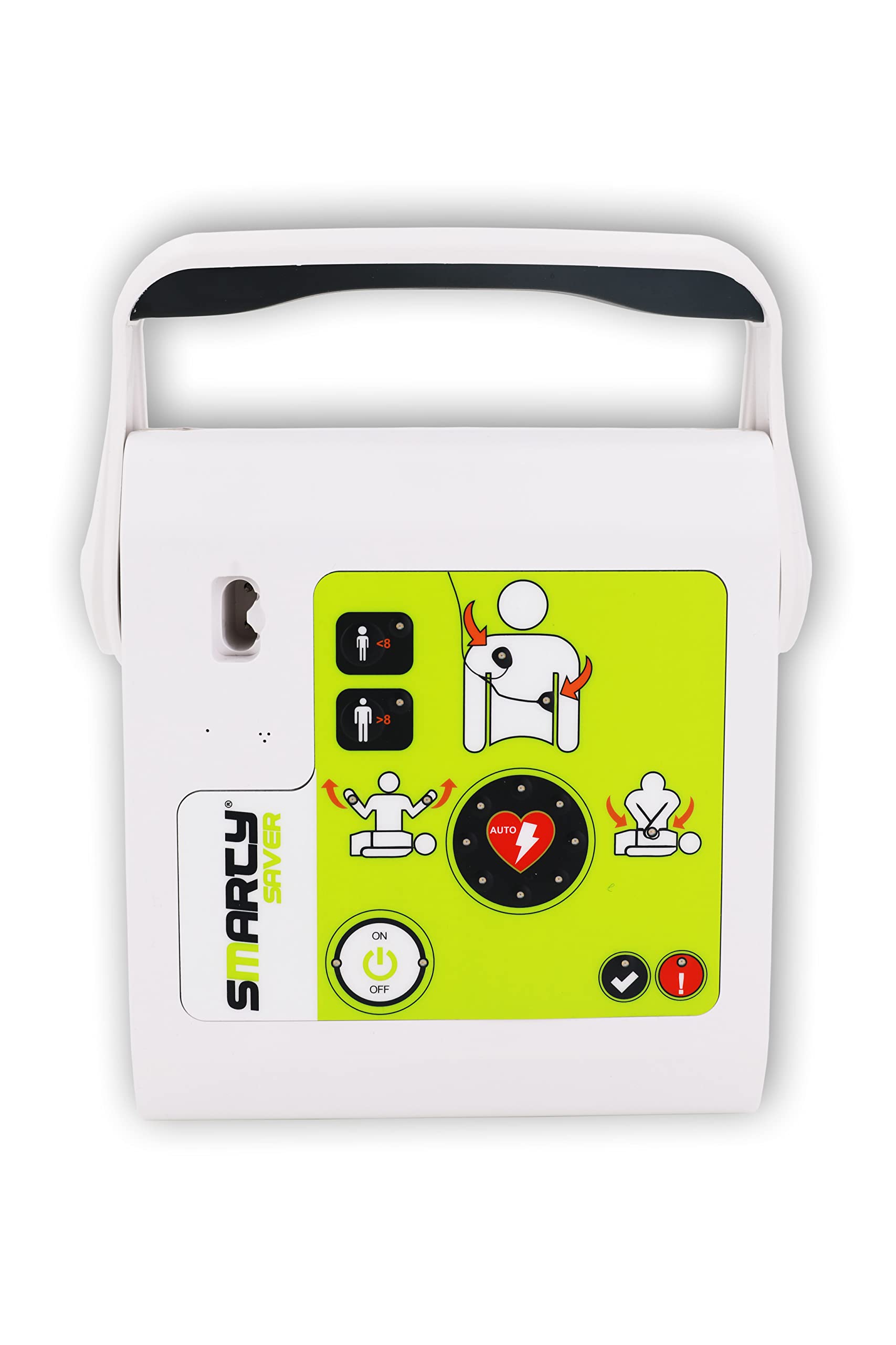 AED Defibrillator SMARTY SAVER, vollautom. Auslösung, Umschalter Erwachsene/Kinder auf Kleinkinder-Modus, Kombi-Elektroden, MDR-zertifiziert