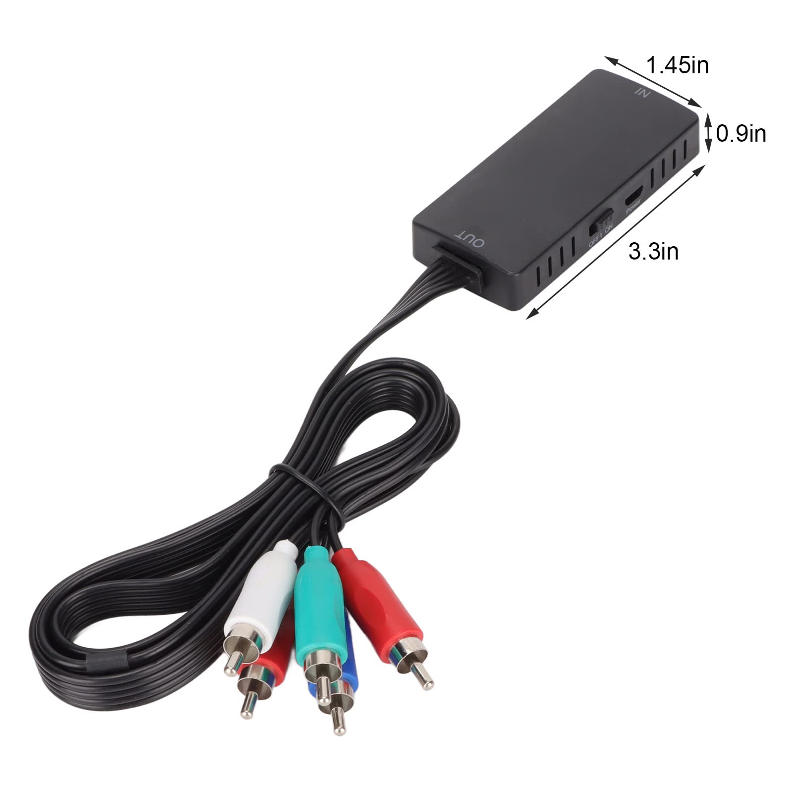 ASHATA Convertidor HDMI a YPbPr, (HDMI) Interfaz Multimedia HD a Convertidor de Componentes, Adaptador HDMI a Componente de Alta Precisión 1080P, Convertidor Plug and Play para DVD Y PC