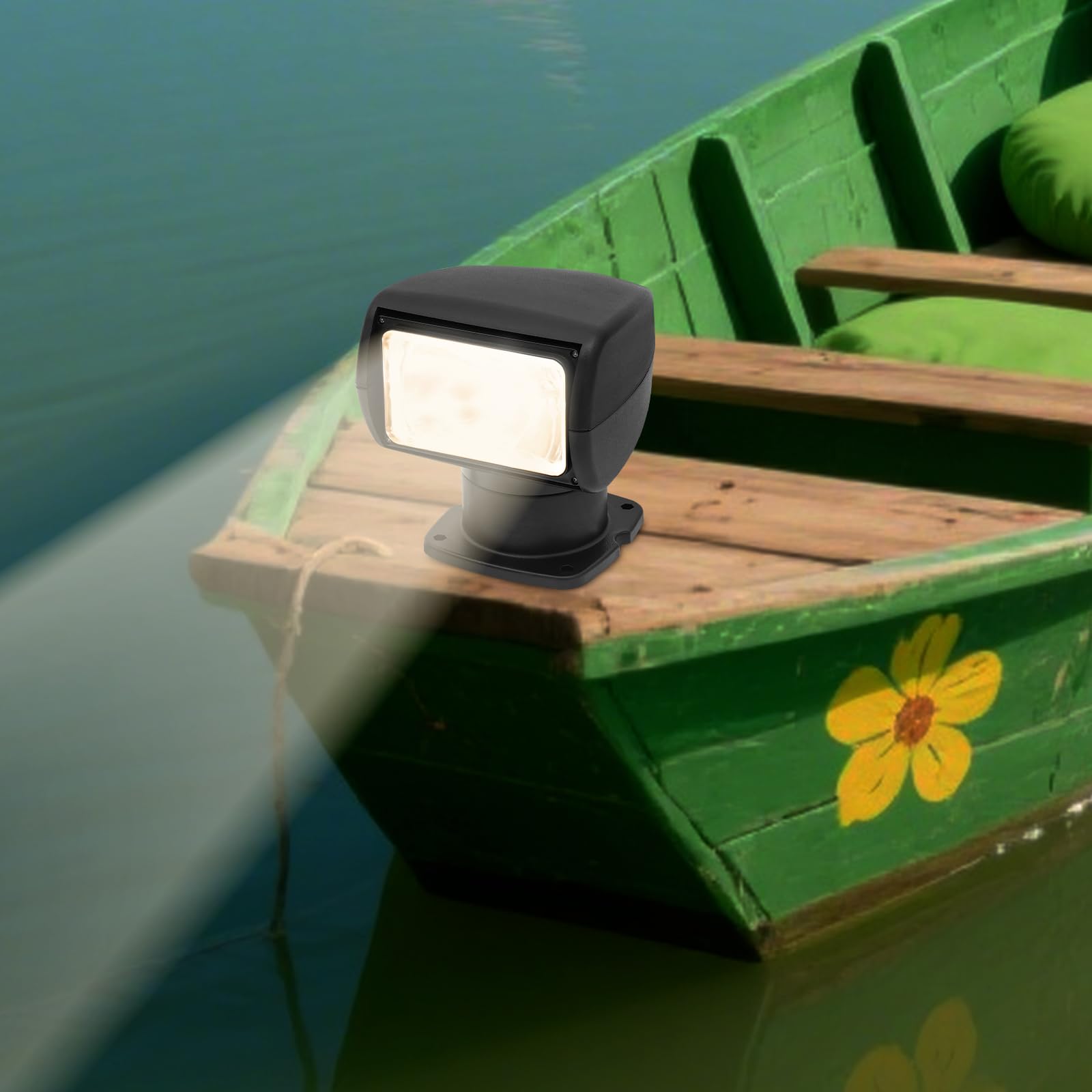 Faro di ricerca a LED da 12 V, 100 W, per barca, con telecomando | IP65, luce da lavoro rotante a 320°, impermeabile, per barca, per caccia notturna, pattuglia marina