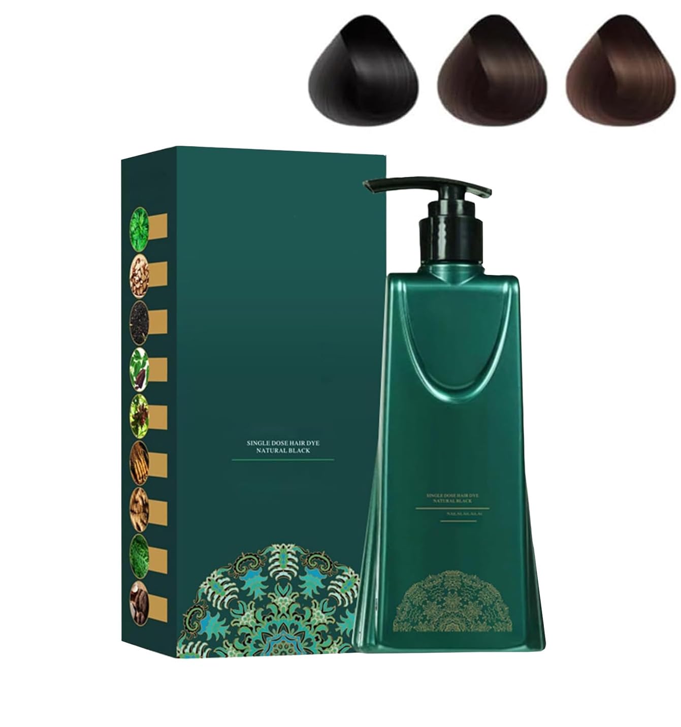 Mild Formula Long Lasting Hair Dye Set, Haarfärbecreme auf Pflanzenbasis, Pflanzenextrakte Langanhaltende Haarfärbecreme, nährend, für Frauen und Männer (Natural Black)