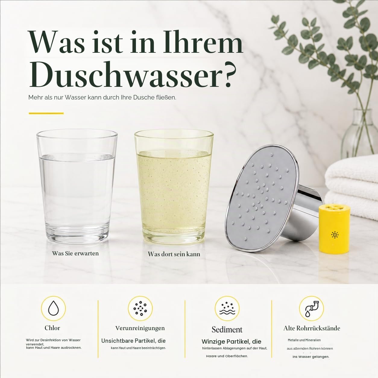 Afina A-01 Advanced High Pressure Filtered Shower Head - Reduces Dry Juchy Skin, Dandruff, Ekzeme and Dramatically Improves The Condition of Your Skin, Hair and Nails (Nickel) | KDF-55 Duschfilter & Wasserfilter Duschkopf für hartes Wasser, reduziert Chlo