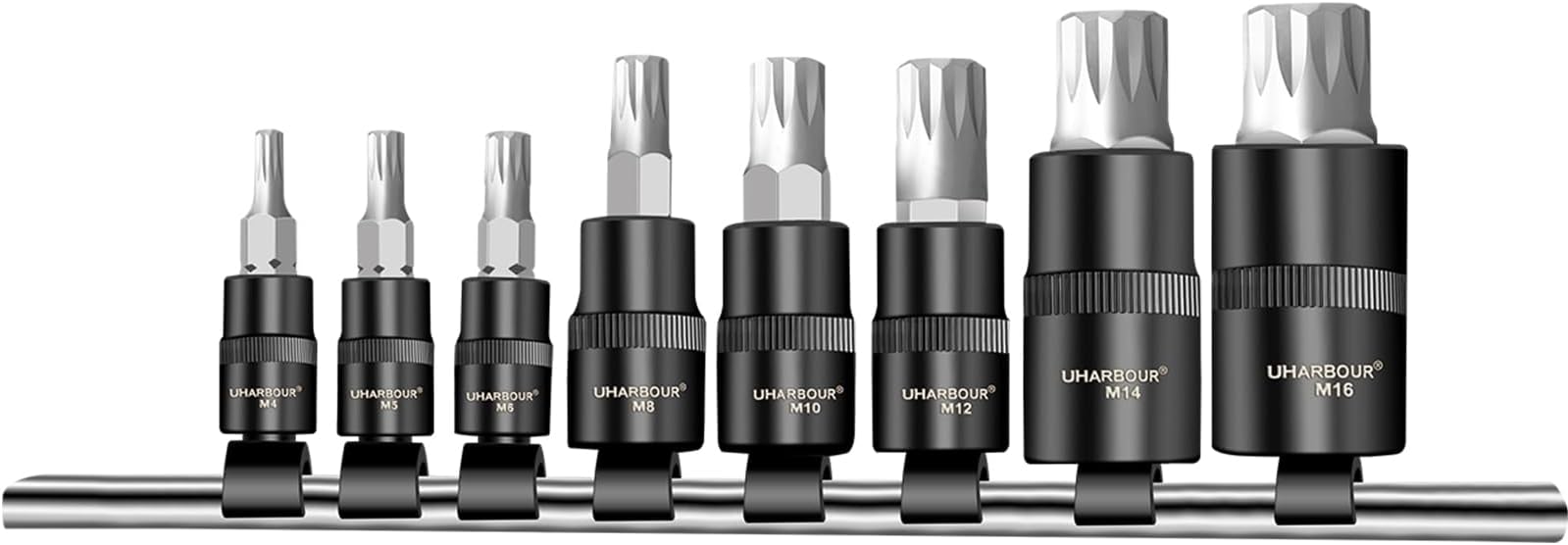 UHARBOUR Spline Socket Set, Spline Bit Set, Multi Spline Socket Set, 8