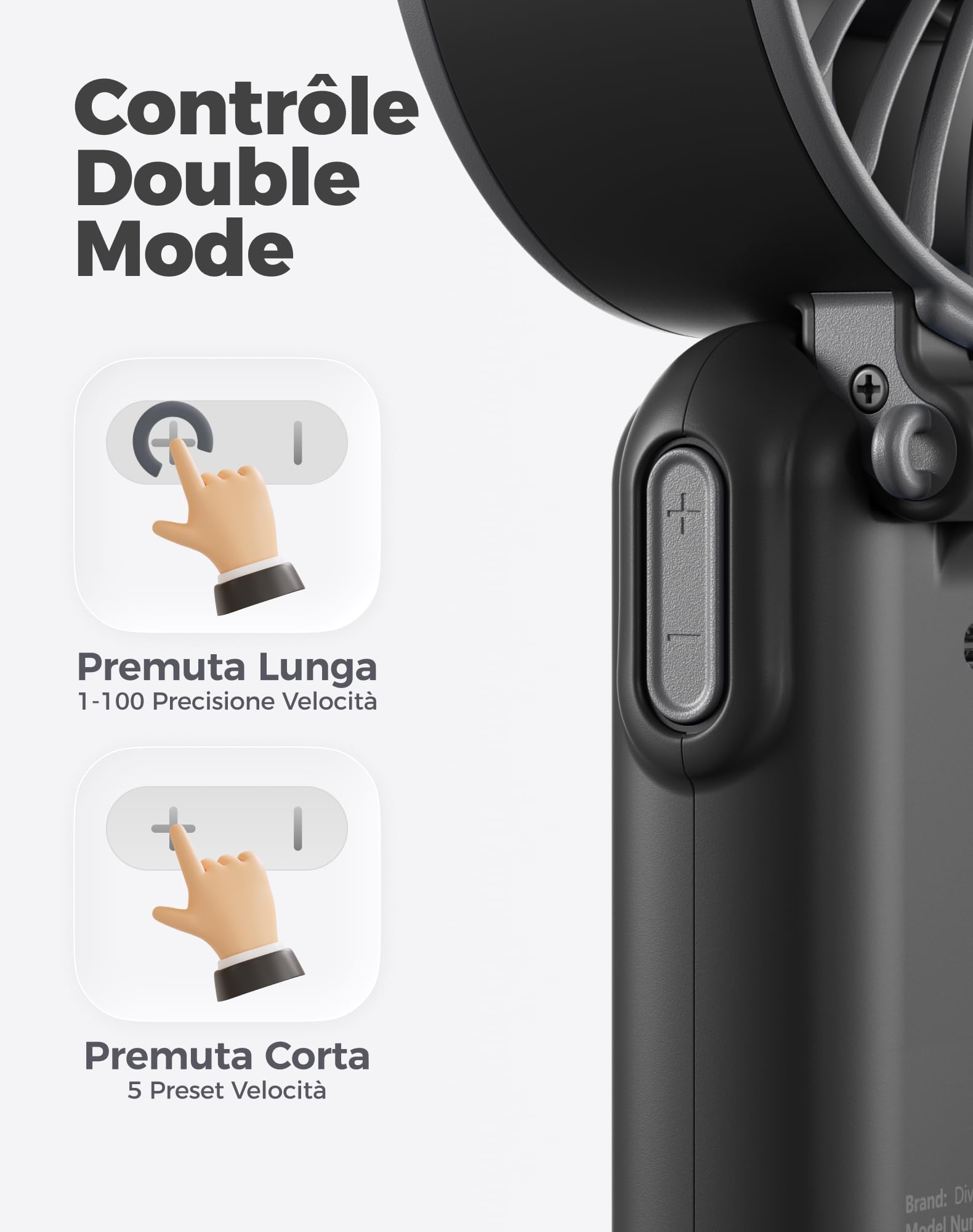 Diveblues Ventilatore Portatile Pieghevole con Batteria - 100 Velocità Regolabili e fino a 12h di Autonomia - Potente ma Piccolo per Mano, Scrivania e Collo - Ideale per Viaggi, Spiaggia e Campeggio
