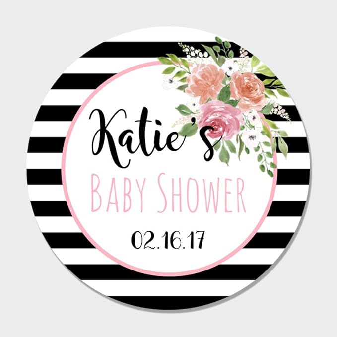 40 Customized Floral Baby Shower Favor Label Stickers