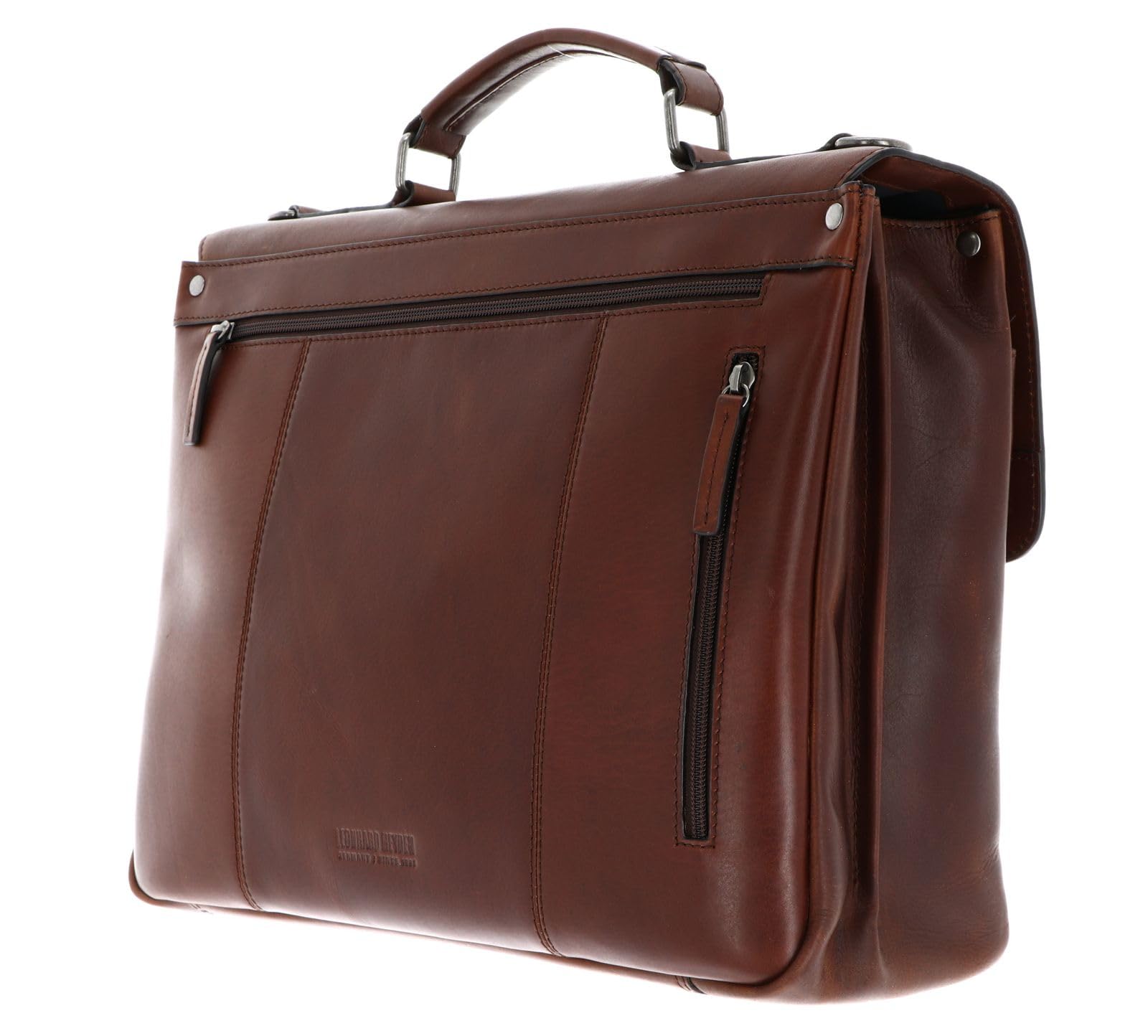 Leonhard Heyden Leder Aktentasche Businesstasche mit Laptopfach Roma Aktenmappe 2 Fächer 5390 Braun dunkelbraun