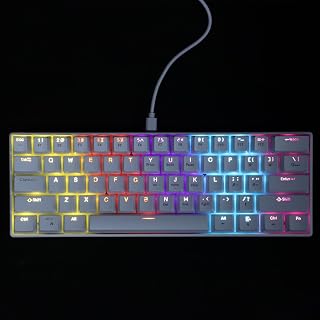 Compact 61 Keys Wired Mechanical Gaming Keyboard with RGB Backlit and Multifunction Keys for PC