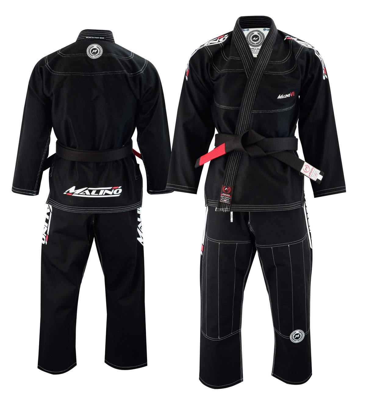Malino Tuta da uomo per BJJ di alta qualità, 100% cotone perlato, brasiliano, Jiu Jitsu, Gi, Bjj Gi, kimono 550 g/m², prelavato, nero