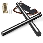 BCHARYA Fire Starter Survival Tool, Ferro Rod Kit with Leather Neck Lanyard and Multi-Tool Striker, Flint and Steel Survival Igniter with Tinder Rope and Tab for Camping, Hiking and Emergency