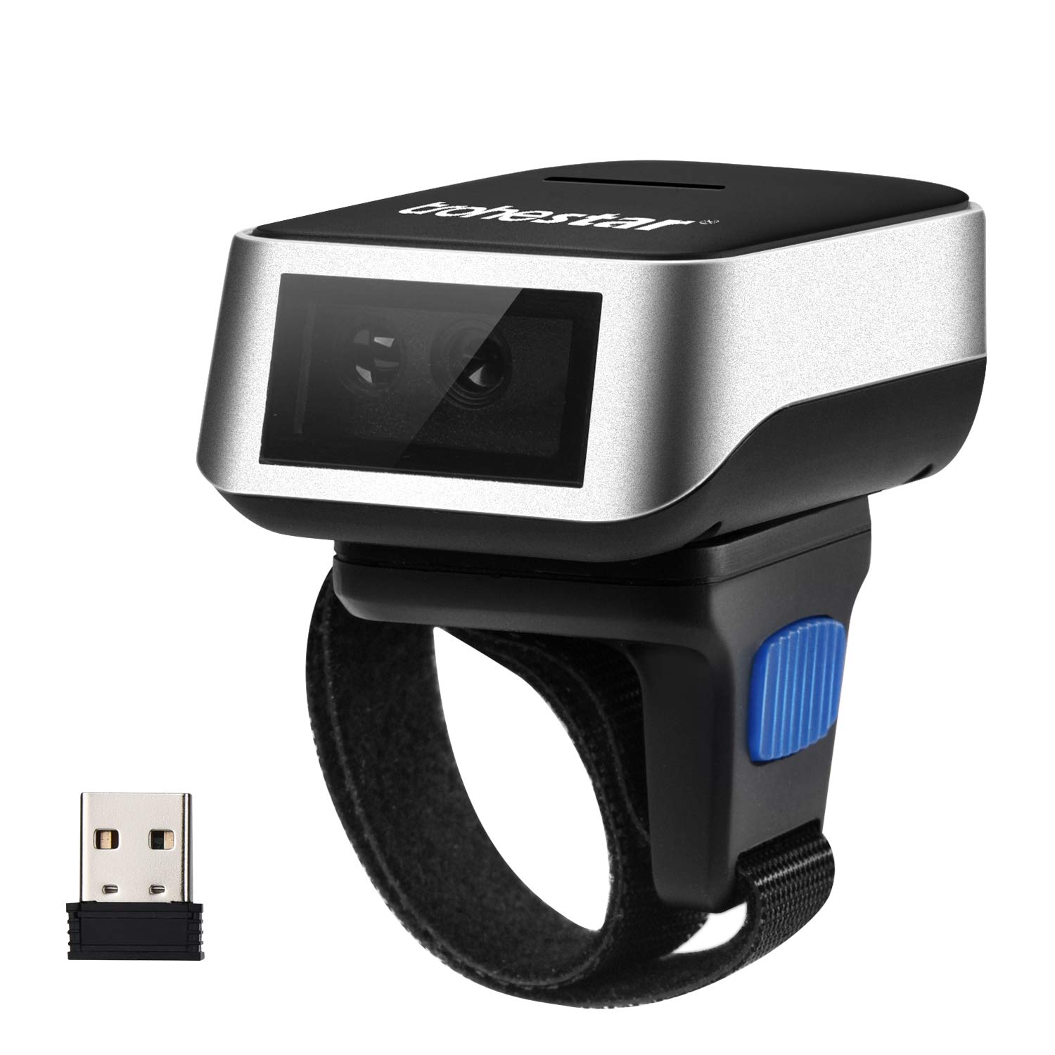 Trohestar Wireless Ring Barcode Scanner,1D Portable Wearable Mini Bar Code Reader Wireless Bluetooth