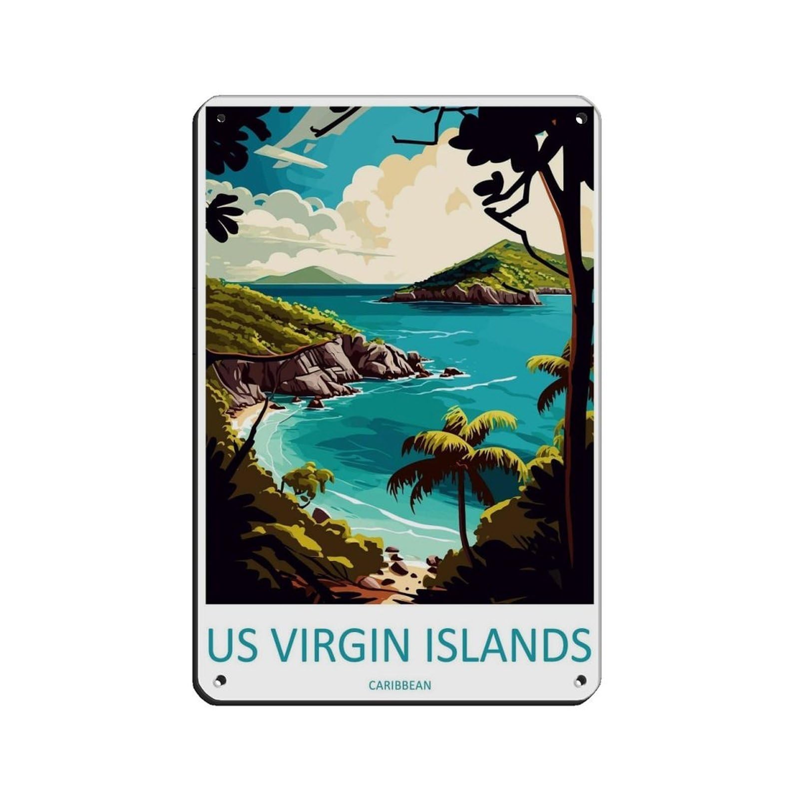 US Virgin Islands Travel Art Caribbean Tin Sign Vintage Metal Pub Club Cafe Bar Home Wall Art Decoration Poster Retro 8x12inch(20x30cm)