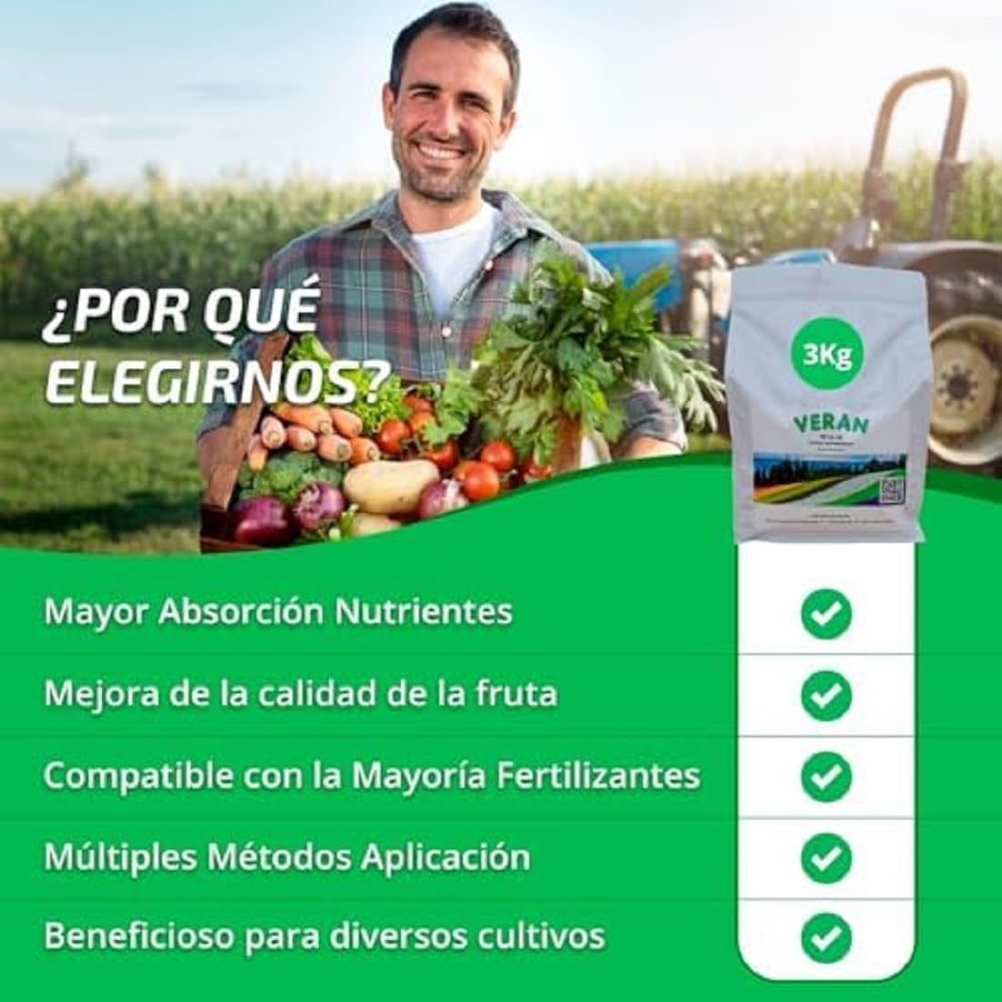 VERAN | Fertilizante de Fosforo y Potasio para Flores, Citricos y Huerto 3Kg | PK 52-34 | Estimula el Crecimiento y el Florecimiento Hidrosoluble | Fertilizante con Fosforo y Potasio