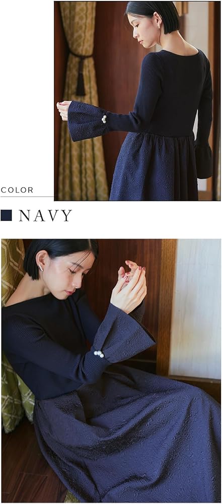 Amazon.co.jp: [ルイ ルエ ブティック] リブニット 膨れ ジャガード