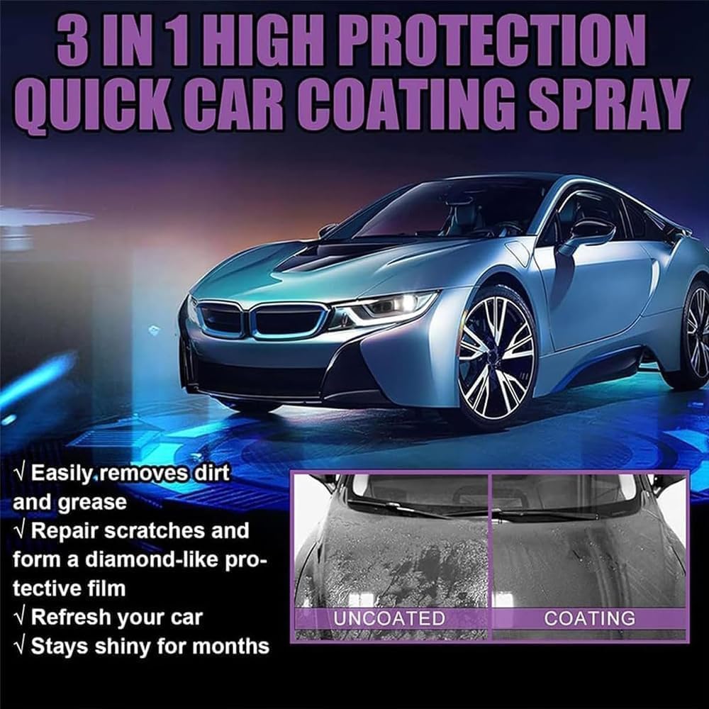 Spray Nano Ceramico 3 In 1 Per Auto, Camper E Barche, 100 Ml, Antigraffio, Lucidante E Antiruggine, Idrorepellente, Confezione Da 2 Pezzi