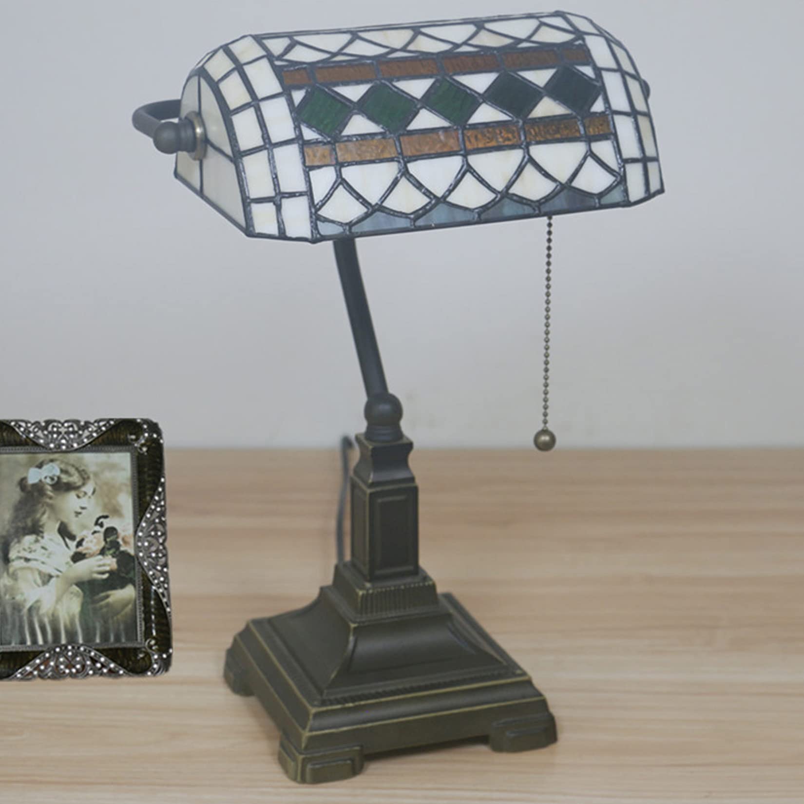 Lampy podłogowe/stołowe lampa bankierów vintage witrażowy stół śródziemnomorskie lampki nocne do czytania sypialnia kawiarnia bar (śródziemnomorski A)