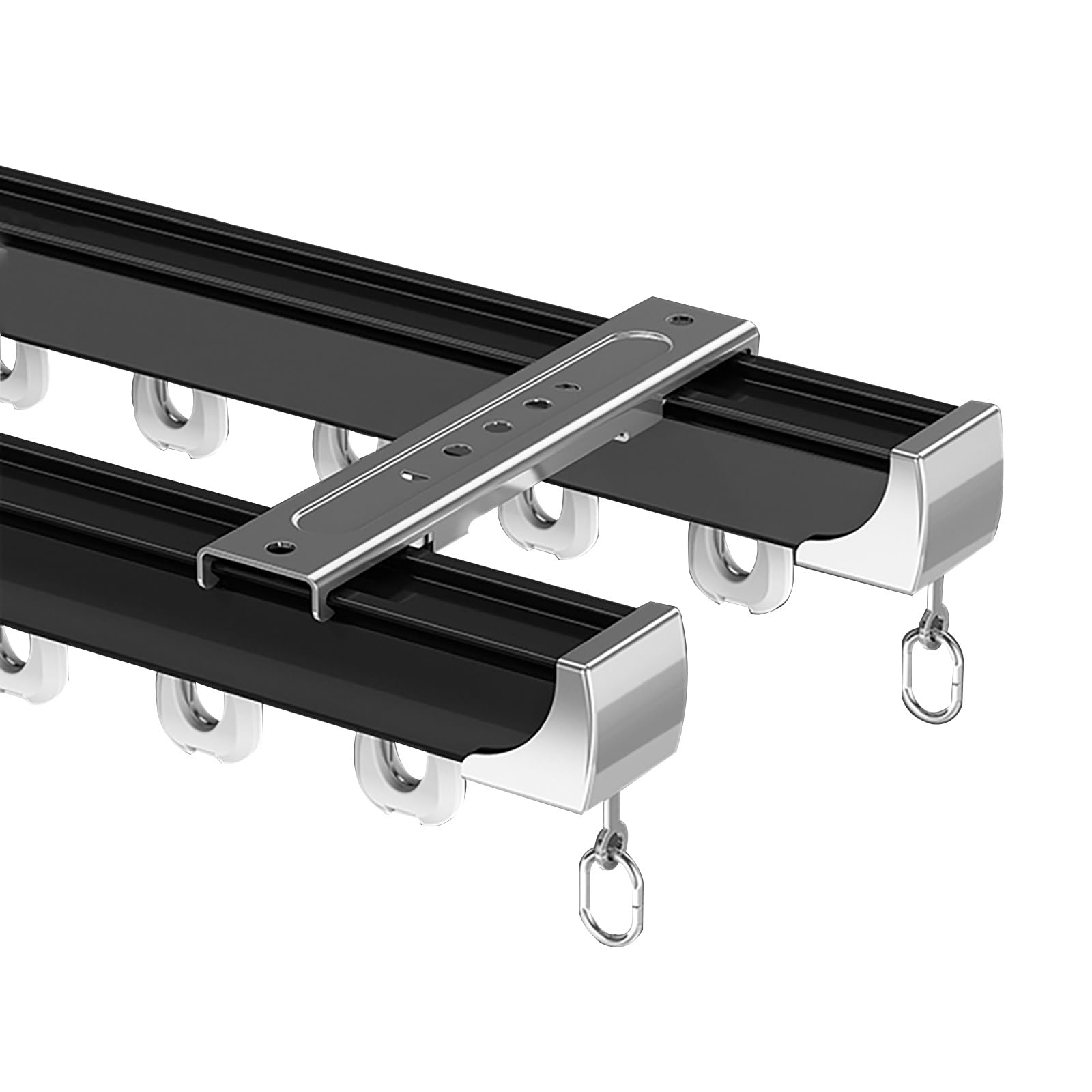 GLDYTVF Heavy Duty Aluminum Ceiling Double Curtain Rod KitRoom Divider Track SystemIncludes Mounting Brackets Rollers End CapsBlack 300cm/9.8ft (2x150cm)