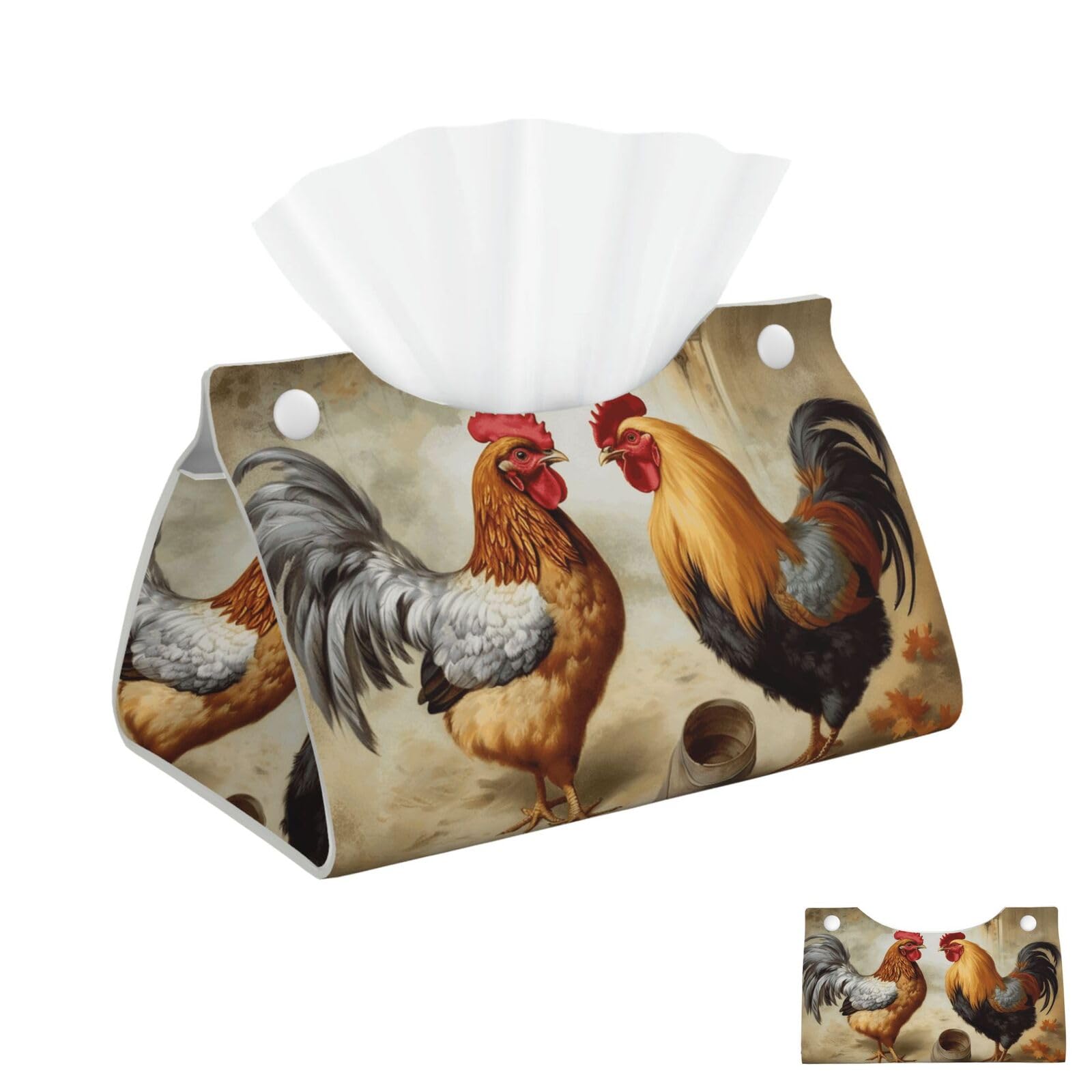 Chicken and Rooster Print Tissue Box Cover Square Cube Boxes