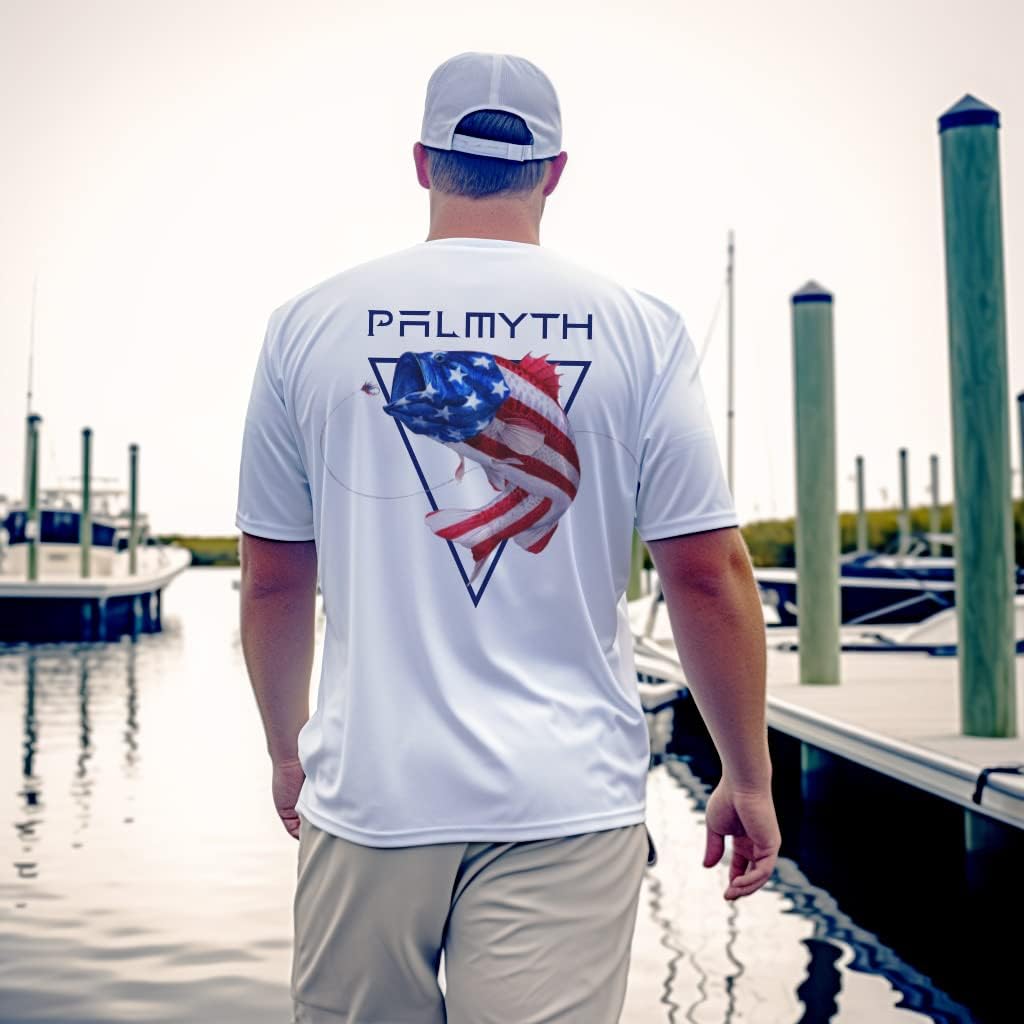 Palmyth Men's Fishing Shirt Short Sleeve Sun Protection UV UPF 50+ SPF T-Shirt - Image 3