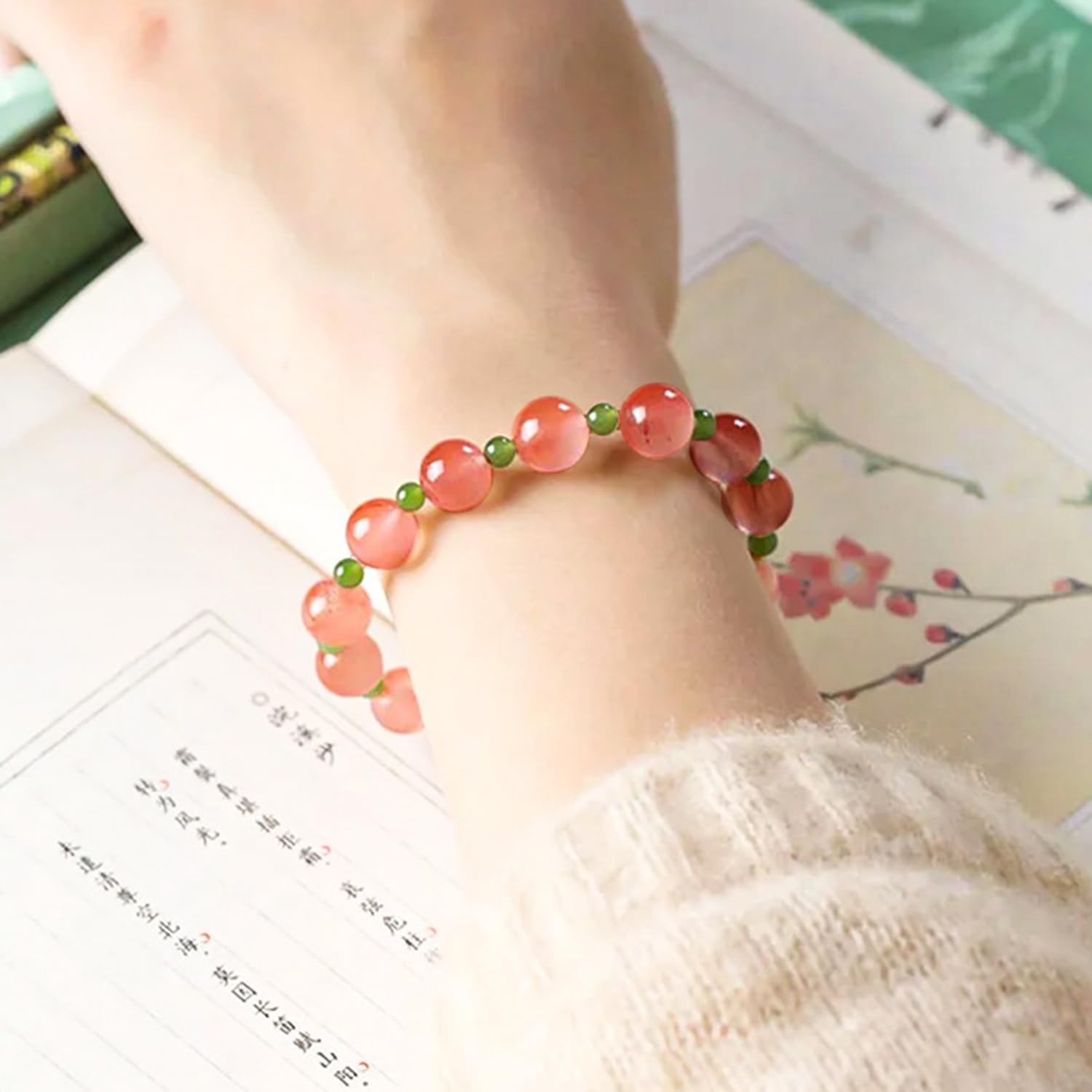Braccialetto da donna in giada Hotan naturale rosso meridionale, elastico, fatto a mano, braccialetto fai da te, regalo
