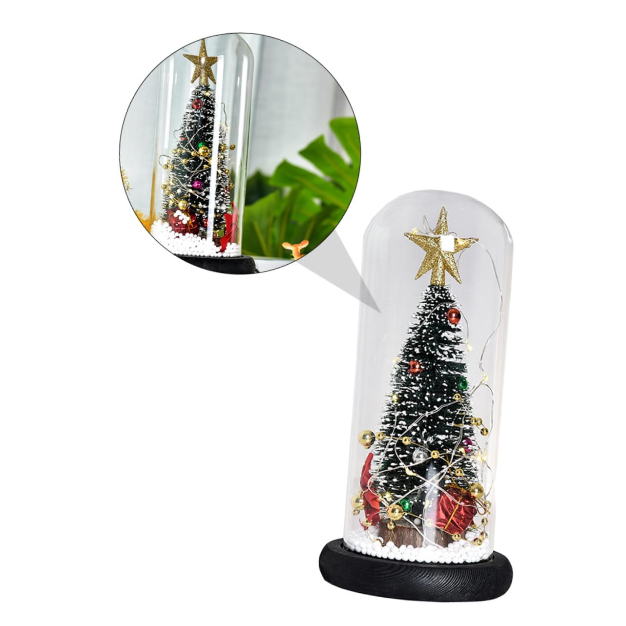 PRETYZOOM Xmas Atmosphere Lamp Christmas Tree Night Light Decorative Glass Cover Indoor Tabletop Decor Random Color