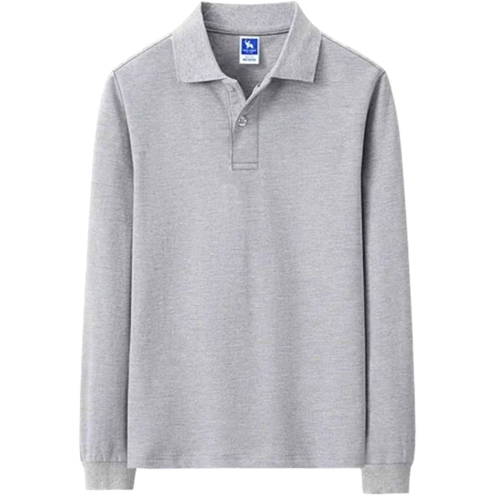 Herren Langarm Poloshirt Druck Stickerei Weich Bequem Baumwolle Poloshirts