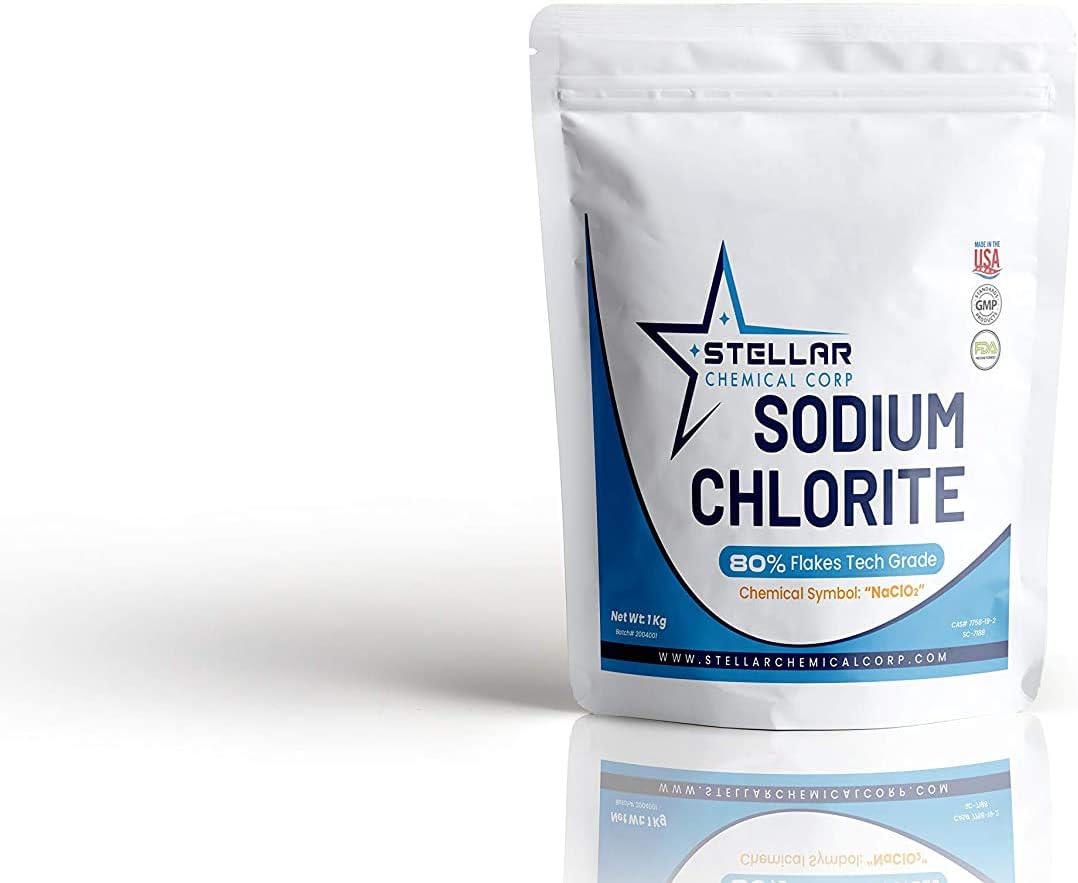 Stellar Chemical ~ Sodium Chlorite, 80% Flakes, Tech Grade ~ 1000 Grams (1KG)