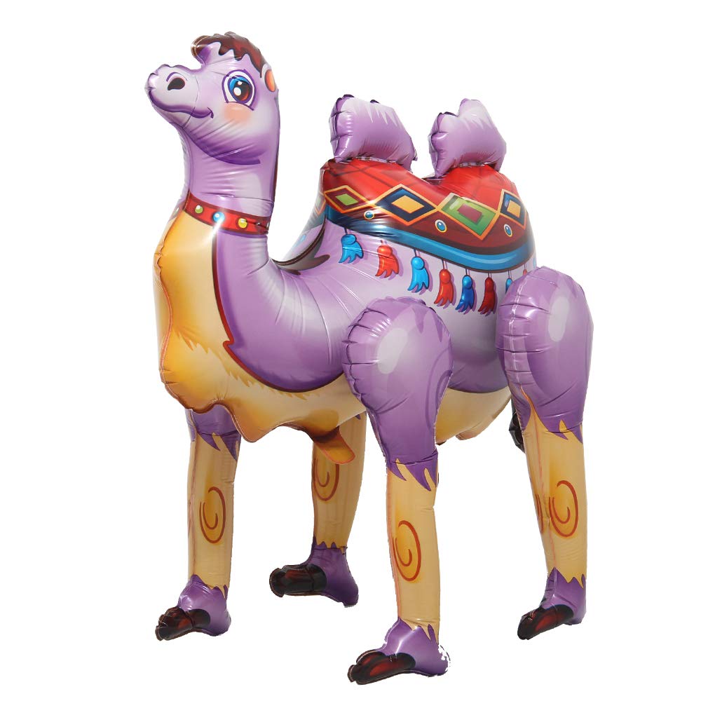 Self Stand Cute Cartoon Giant Rabbit Fox Camel Animal Foil Balloon Happy Birthday Decorations Baby Shower Party Supplies Boys Toy (3D Purple Camel)