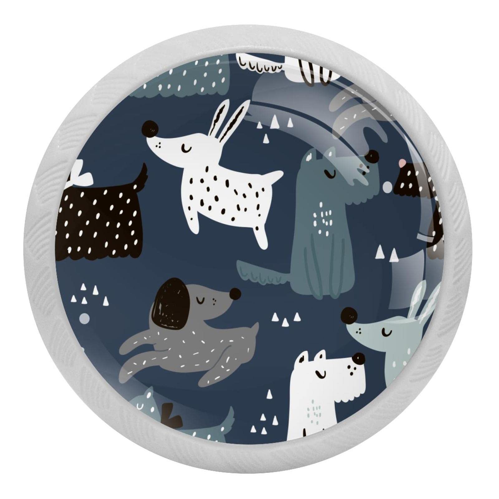 Bouton de meuble fluorescent motif chien pour tiroir et placard