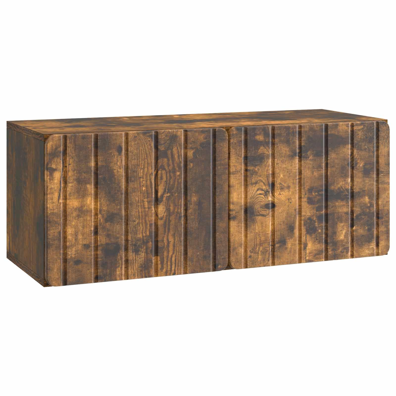 Meuble TV mural 78,5 cm en chêne fumé au design suspendu premium