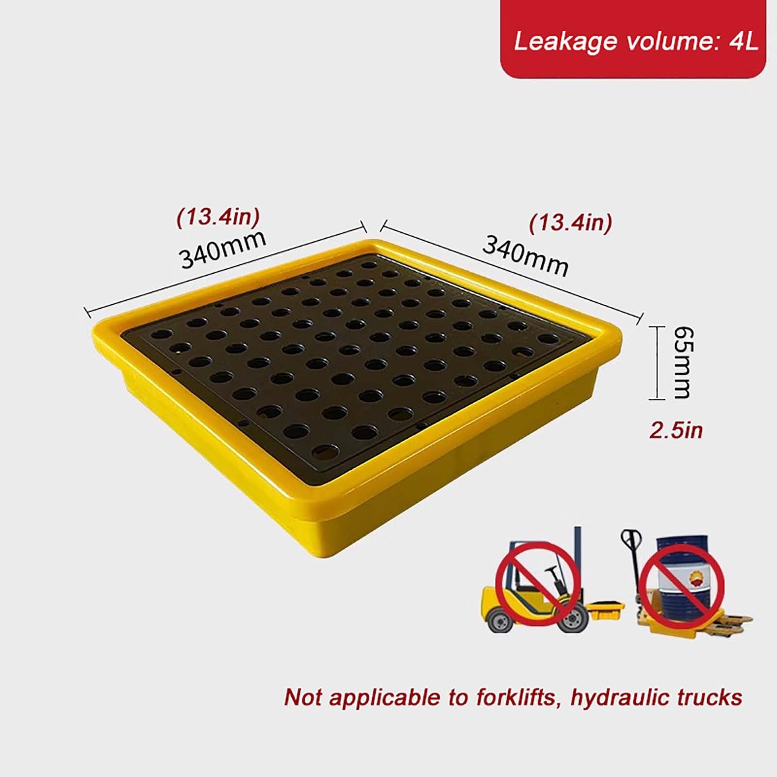 Pallet for sversamenti in HDPE for fusti di petrolio e liquidi | Dimensioni multiple for fusti di petrolio e liquidi: magazzino, officina, produzione, laboratorio(340x340x65mm)
