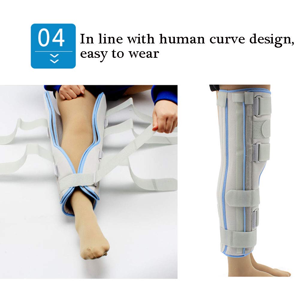 Inmovilizador de Rodilla Soporte de Pierna Completa Inmovilizador de Rodilla y Pierna de Tres Paneles Ajustable Largo/férula de Rodilla/Soporte rígido de Soporte de Rodilla para poscirugía